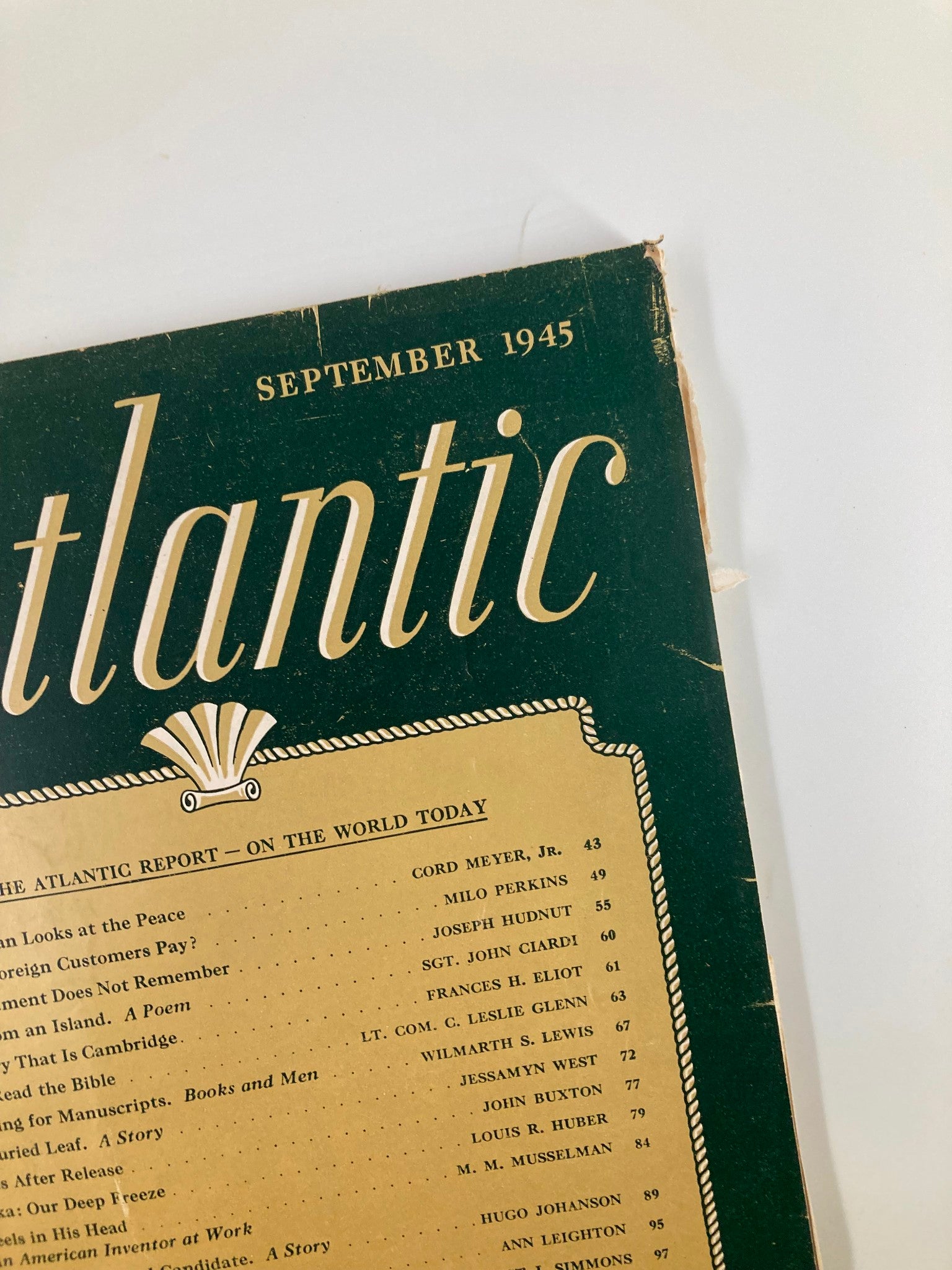 VTG The Atlantic Magazine September 1945 The Glory That Is Cambridge No Label