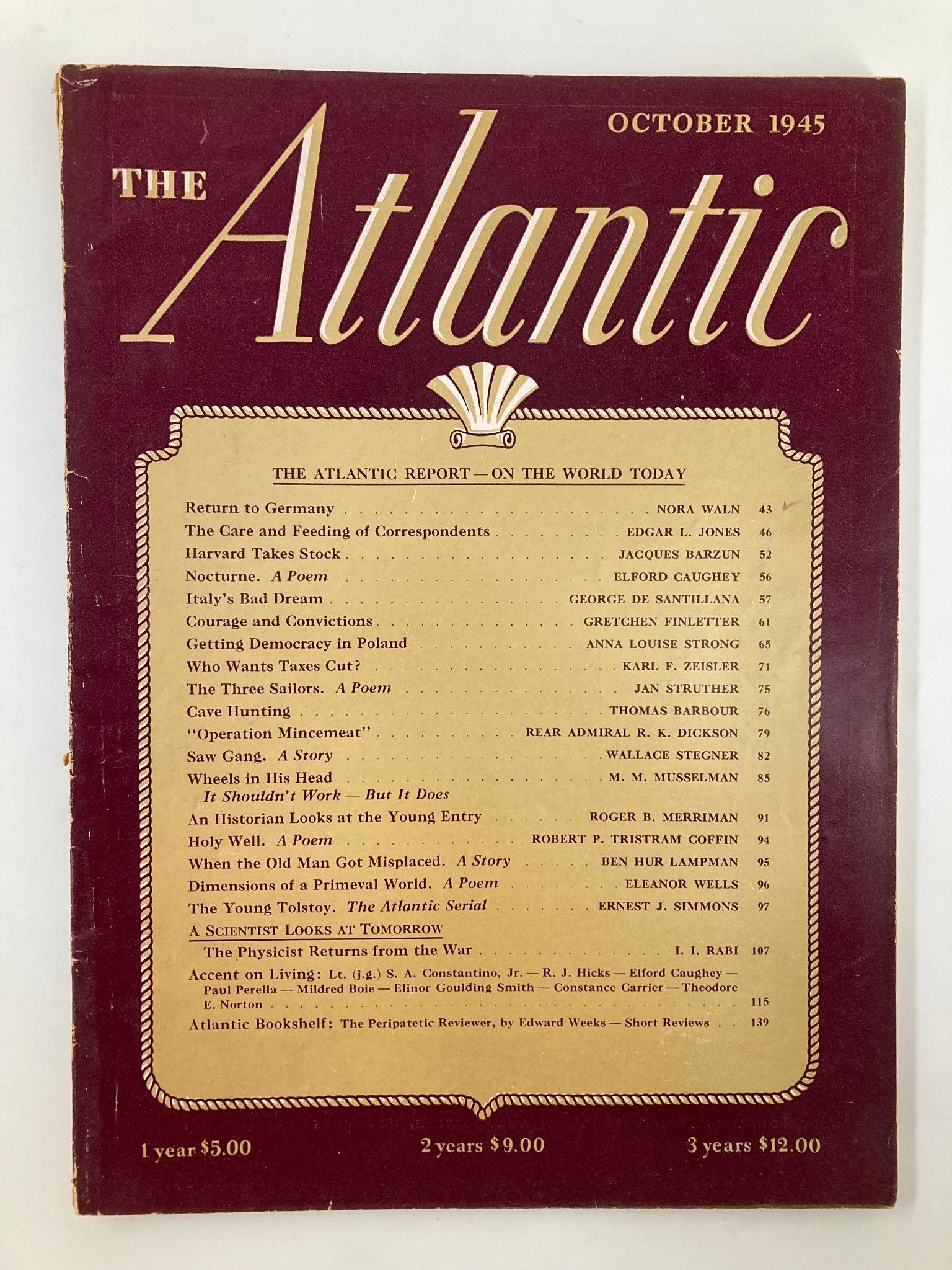 VTG The Atlantic Magazine October 1945 Getting Democracy in Poland No Label