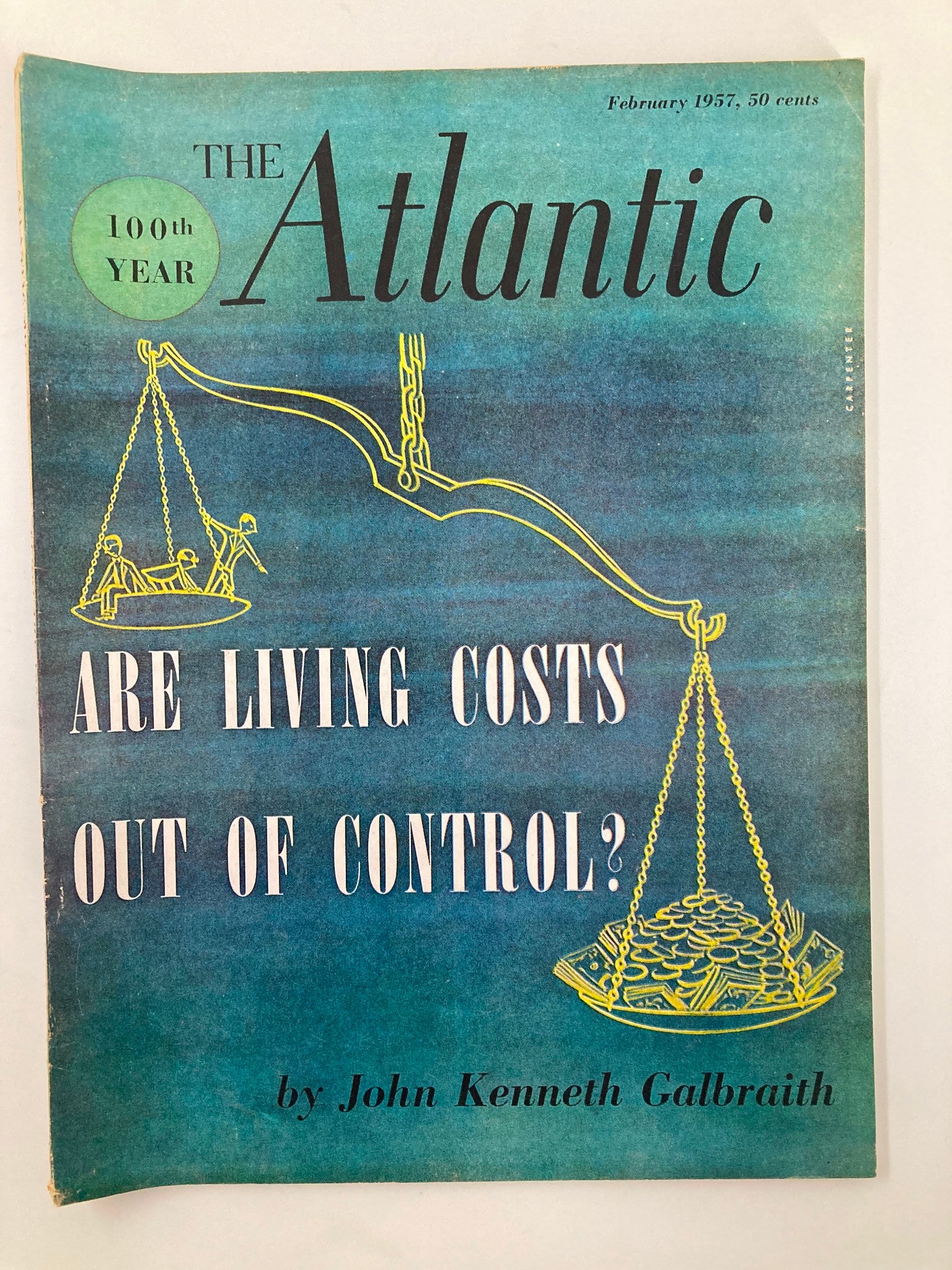 VTG The Atlantic Magazine February 1957 Are Living Costs Out of Control No Label