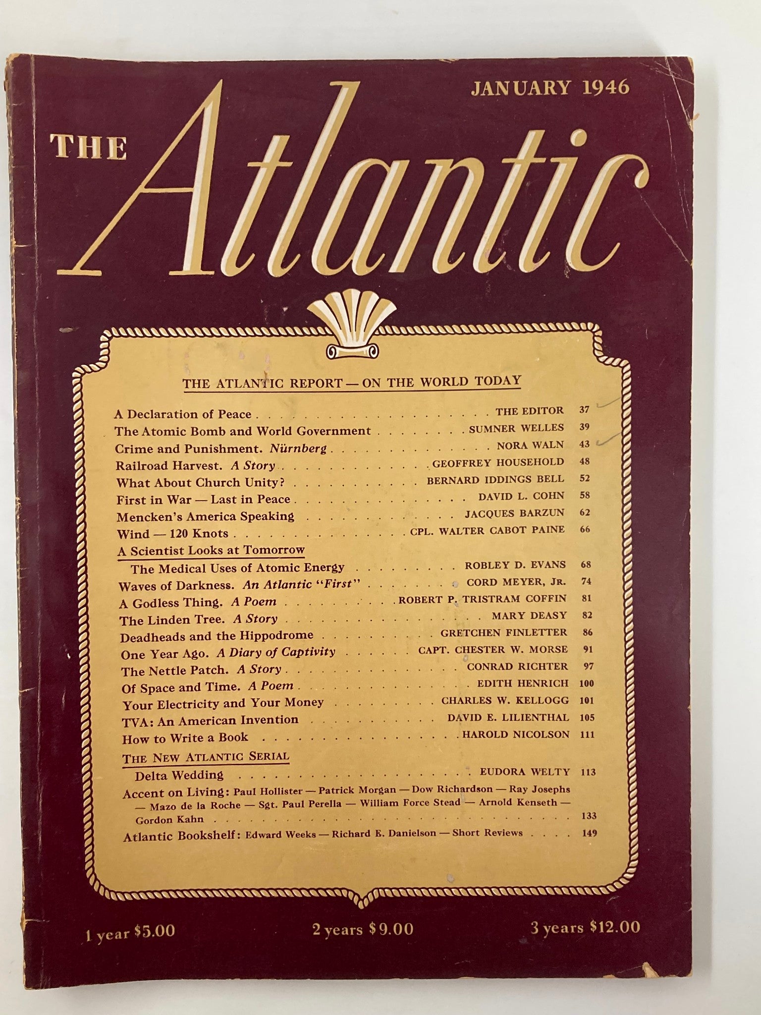 VTG The Atlantic Magazine January 1946 A Declaration of Peace No Label