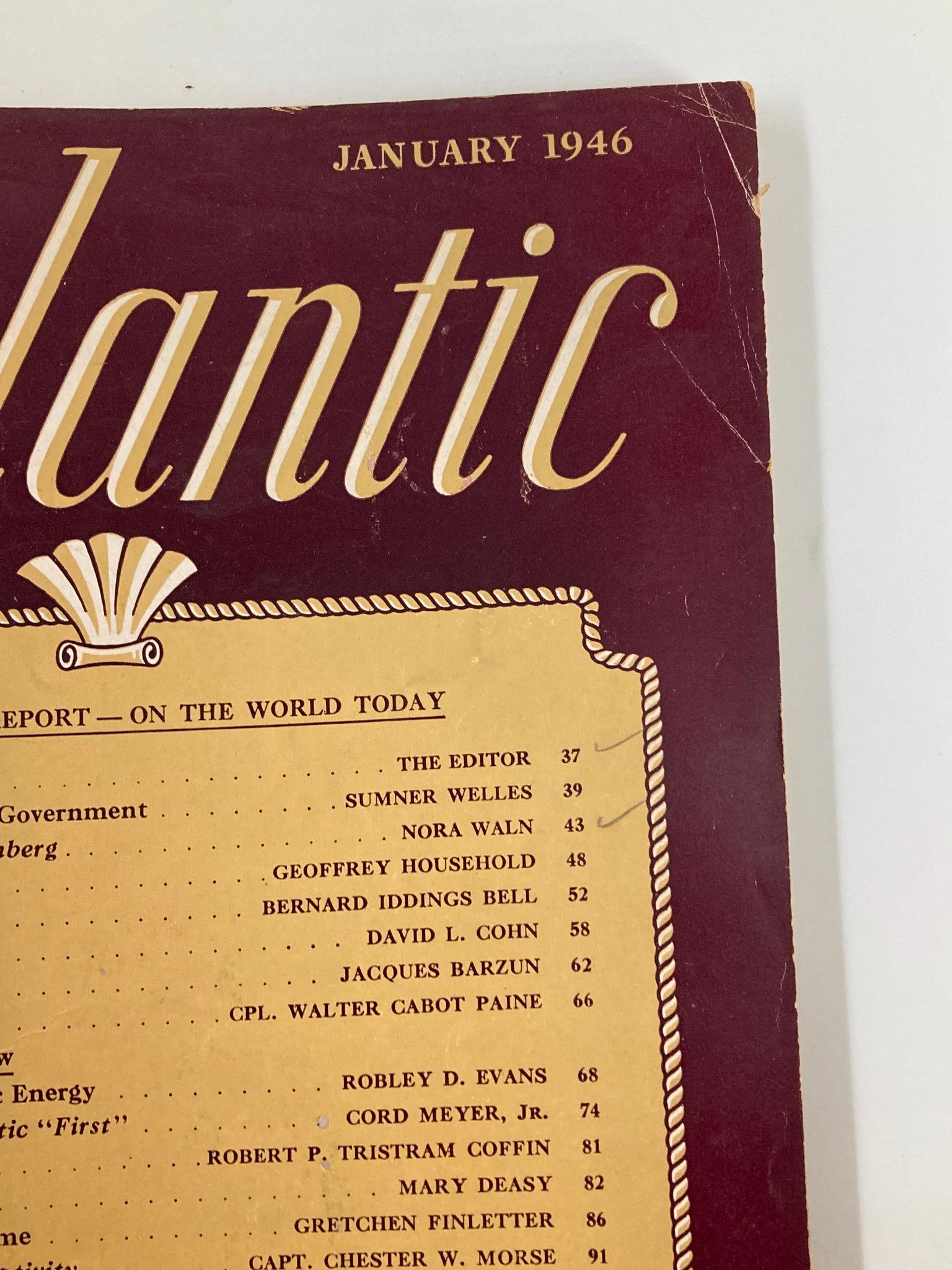 VTG The Atlantic Magazine January 1946 A Declaration of Peace No Label