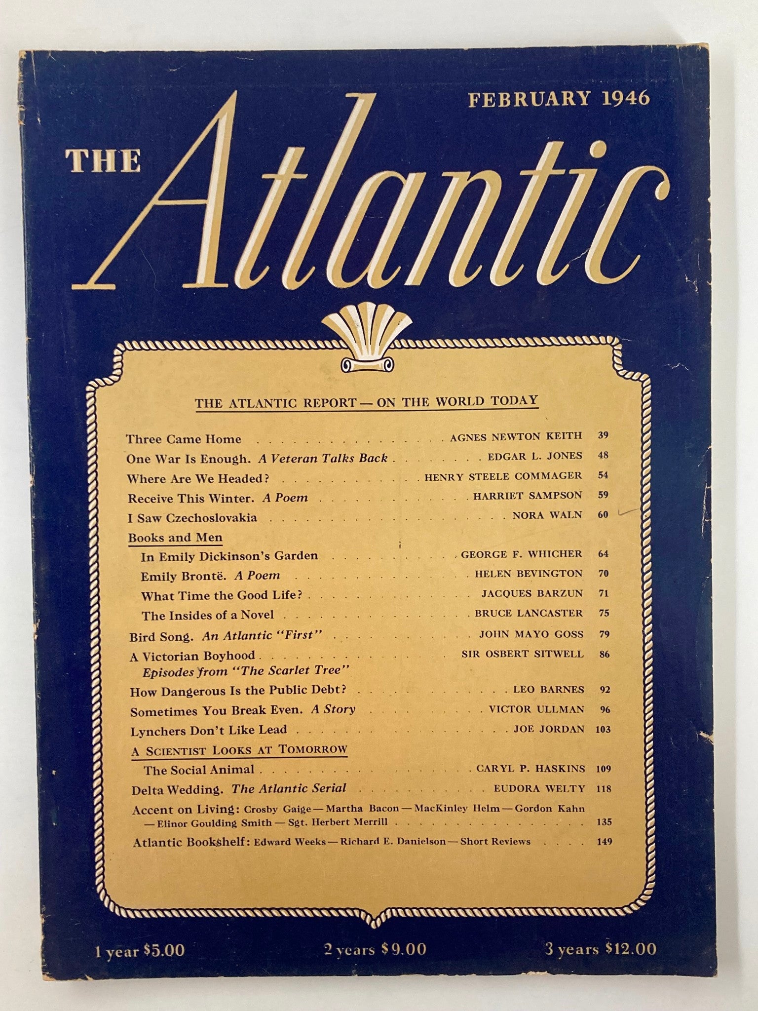 VTG The Atlantic Magazine February 1946 In Emily Dickinson's Garden No Label