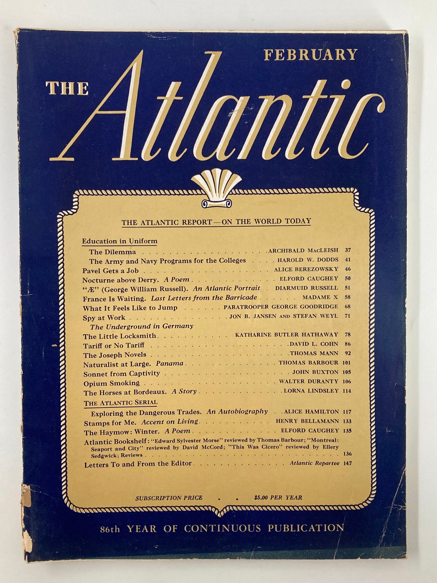 VTG The Atlantic Magazine February 1943 The Army and Navy Programs No Label