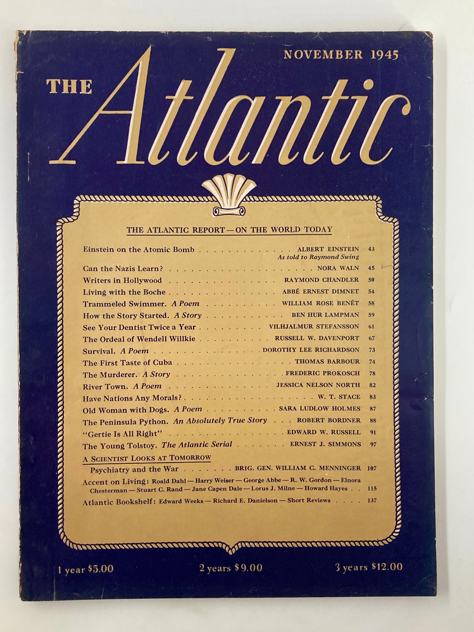 VTG The Atlantic Magazine November 1945 How The Story Started No Label