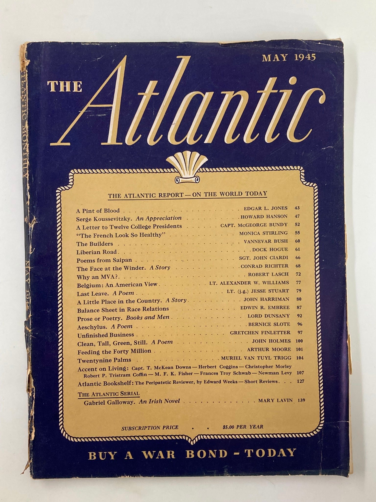 VTG The Atlantic Magazine May 1945 The French Look So Healthy No Label