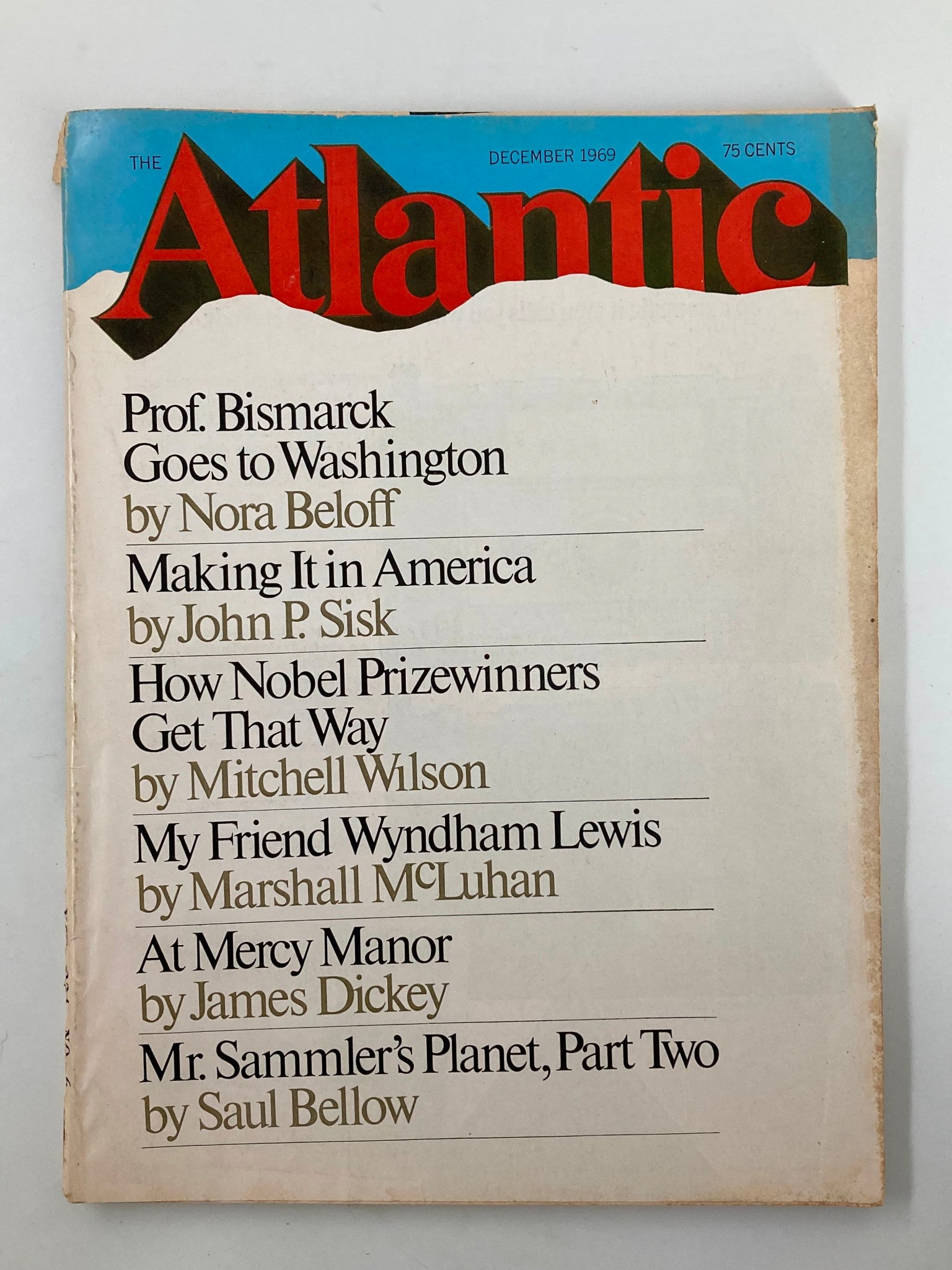 VTG The Atlantic Magazine December 1969 Mr. Sammler's Planet Part II No Label