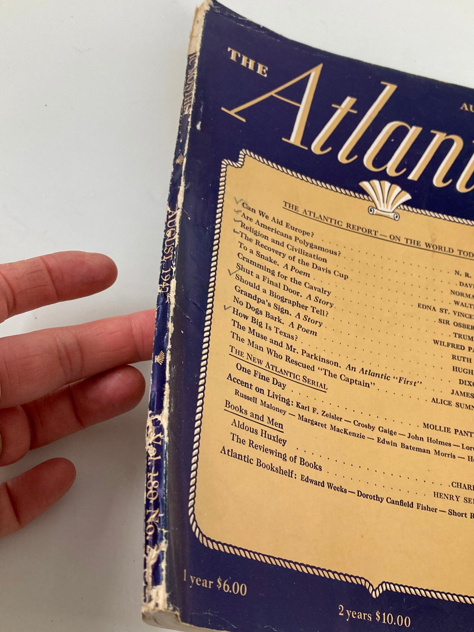 VTG The Atlantic Magazine August 1947 Are Americans Polygamous? No Label