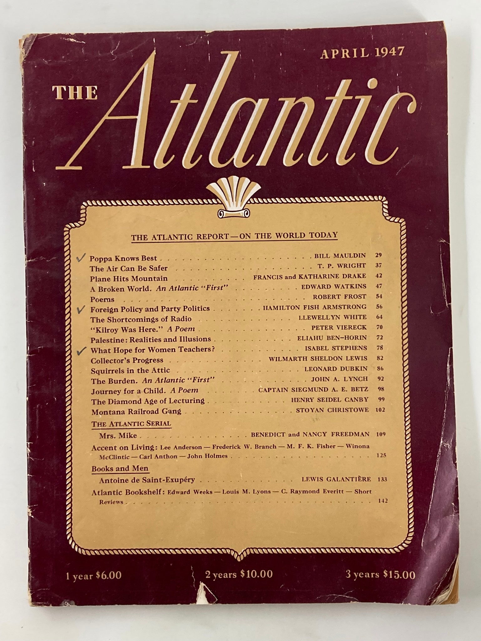 VTG The Atlantic Magazine April 1947 The Diamond Age of Lecturing No Label