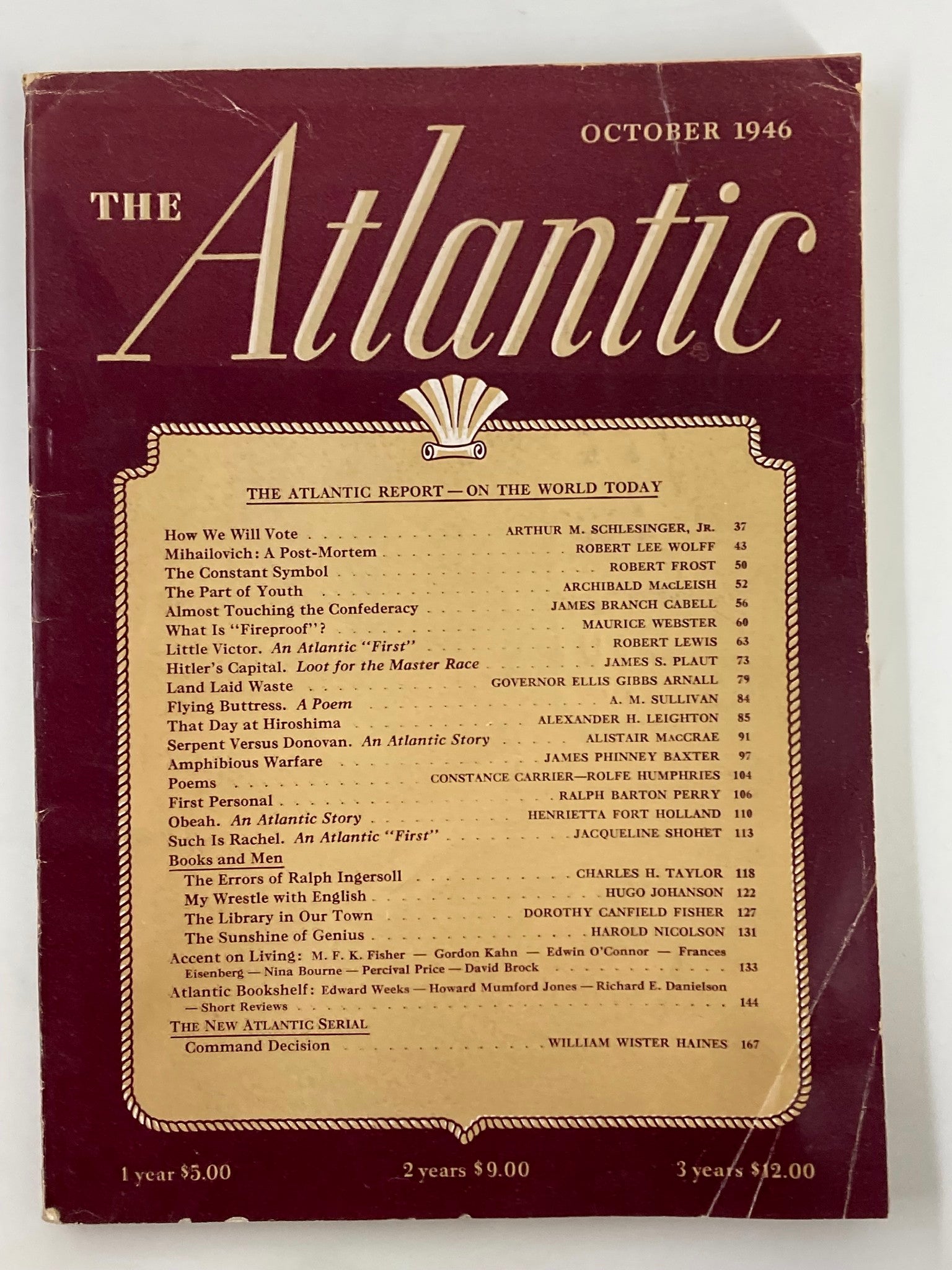 VTG The Atlantic Magazine October 1946 That Day at Hiroshima No Label