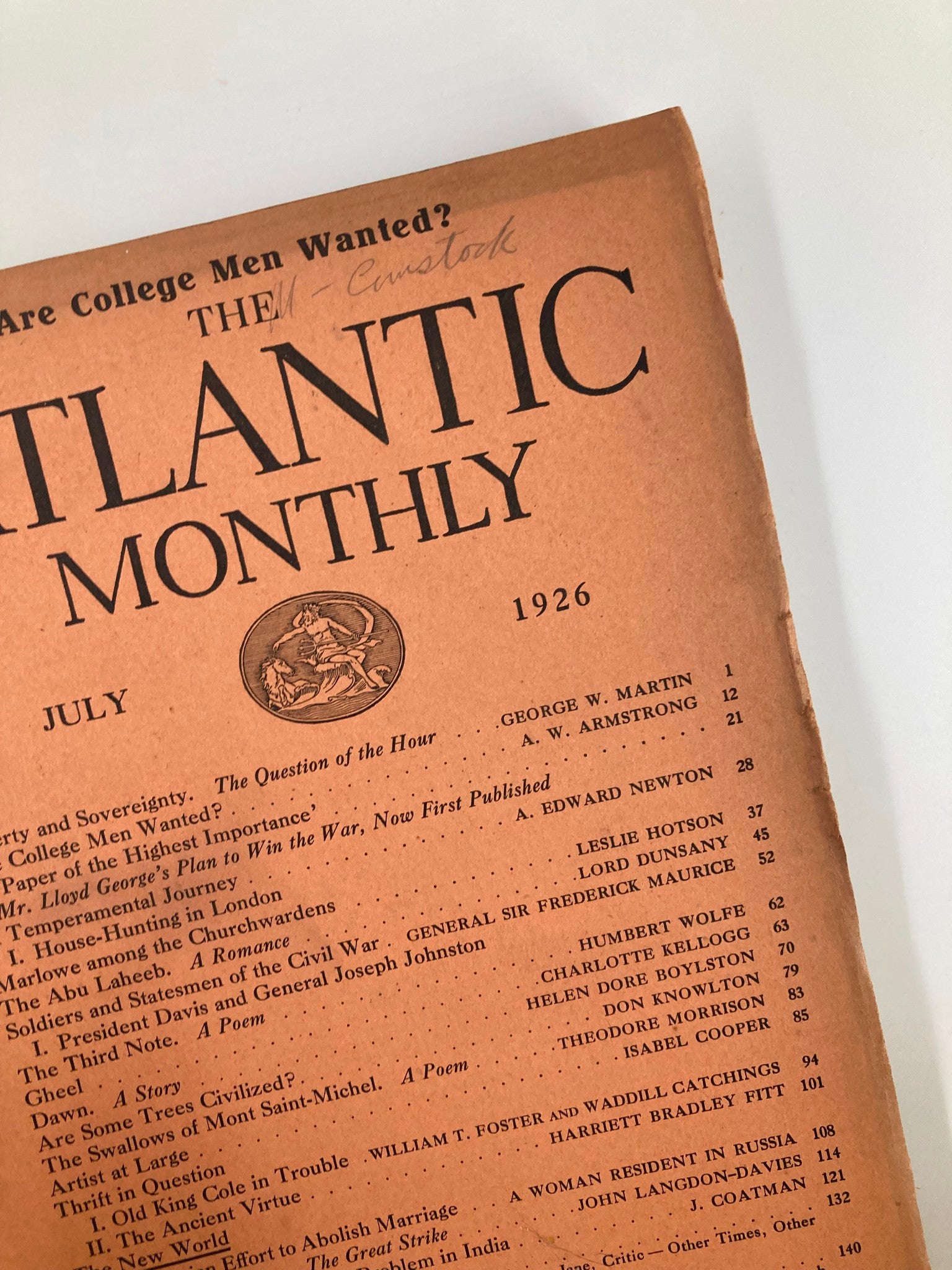 VTG The Atlantic Magazine July 1926 House-Hunting in London No Label