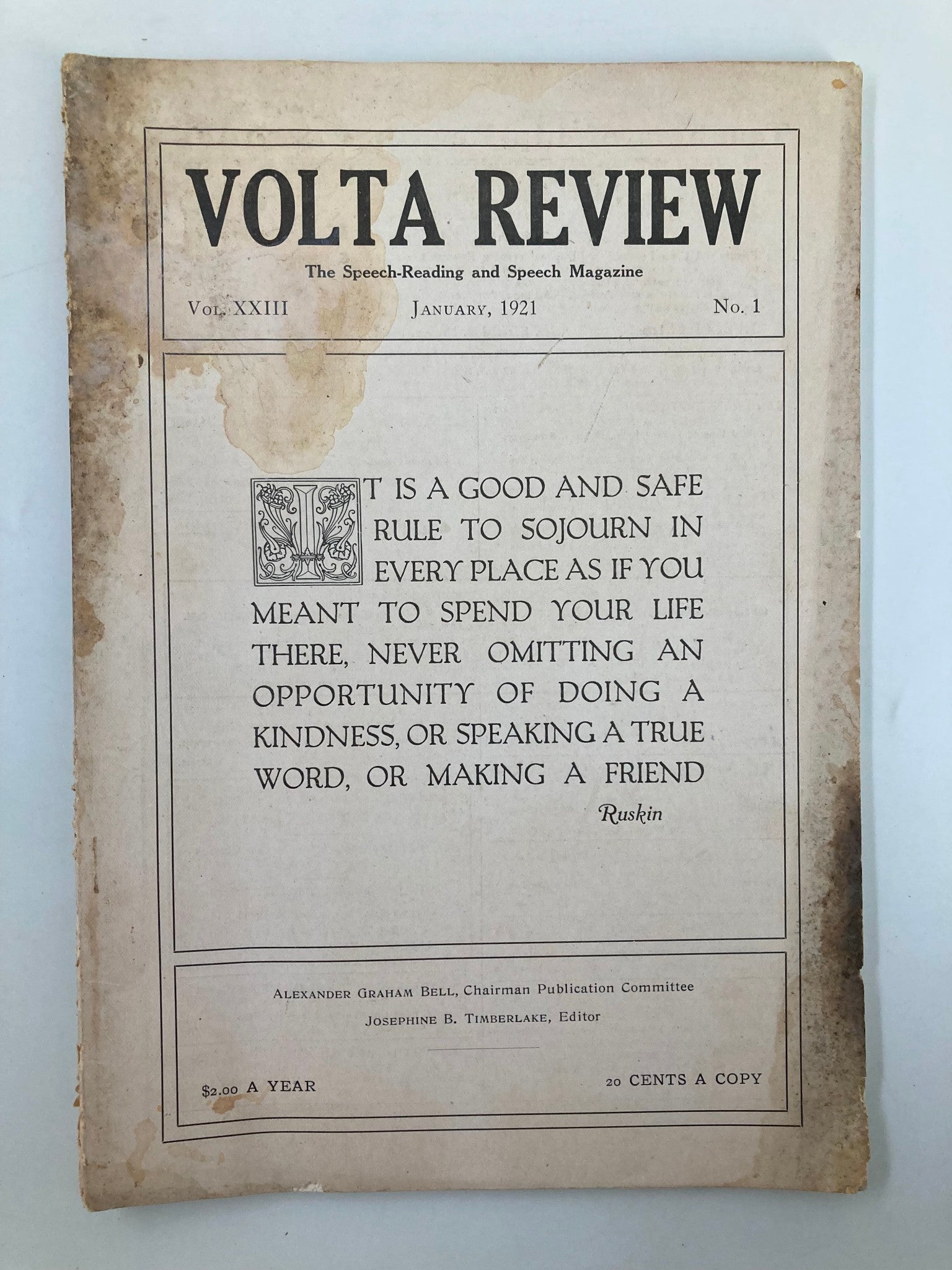 VTG Volta Review Magazine January 1921 The Wright of Oral School No Label