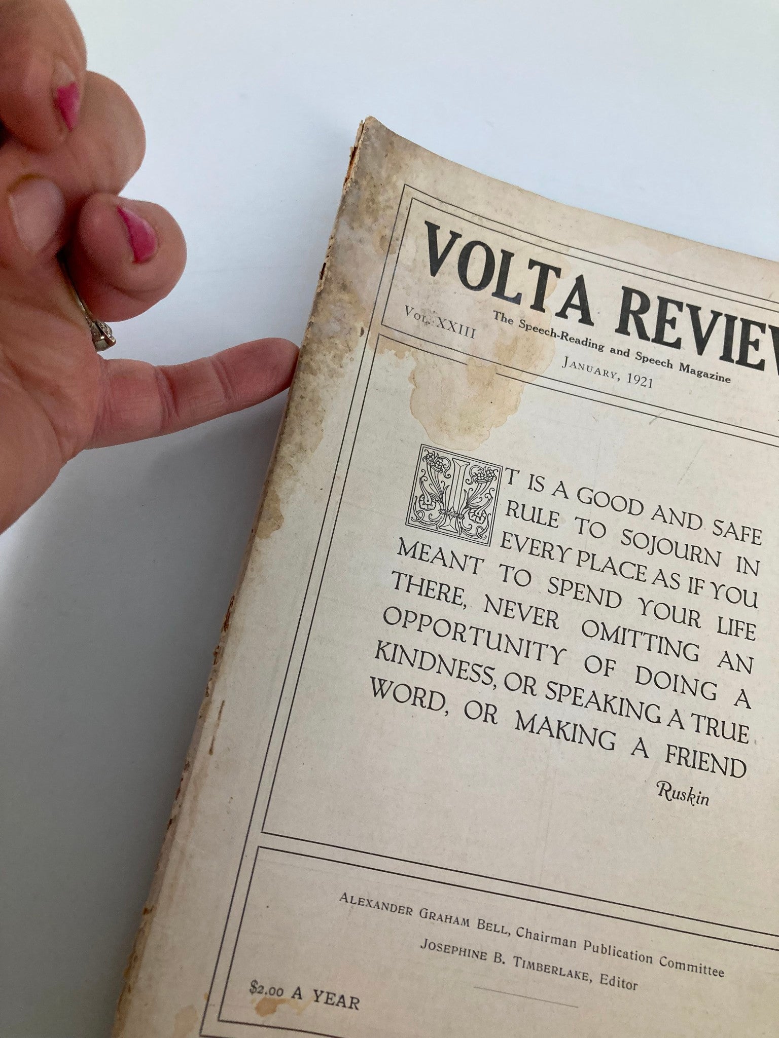 VTG Volta Review Magazine January 1921 The Wright of Oral School No Label