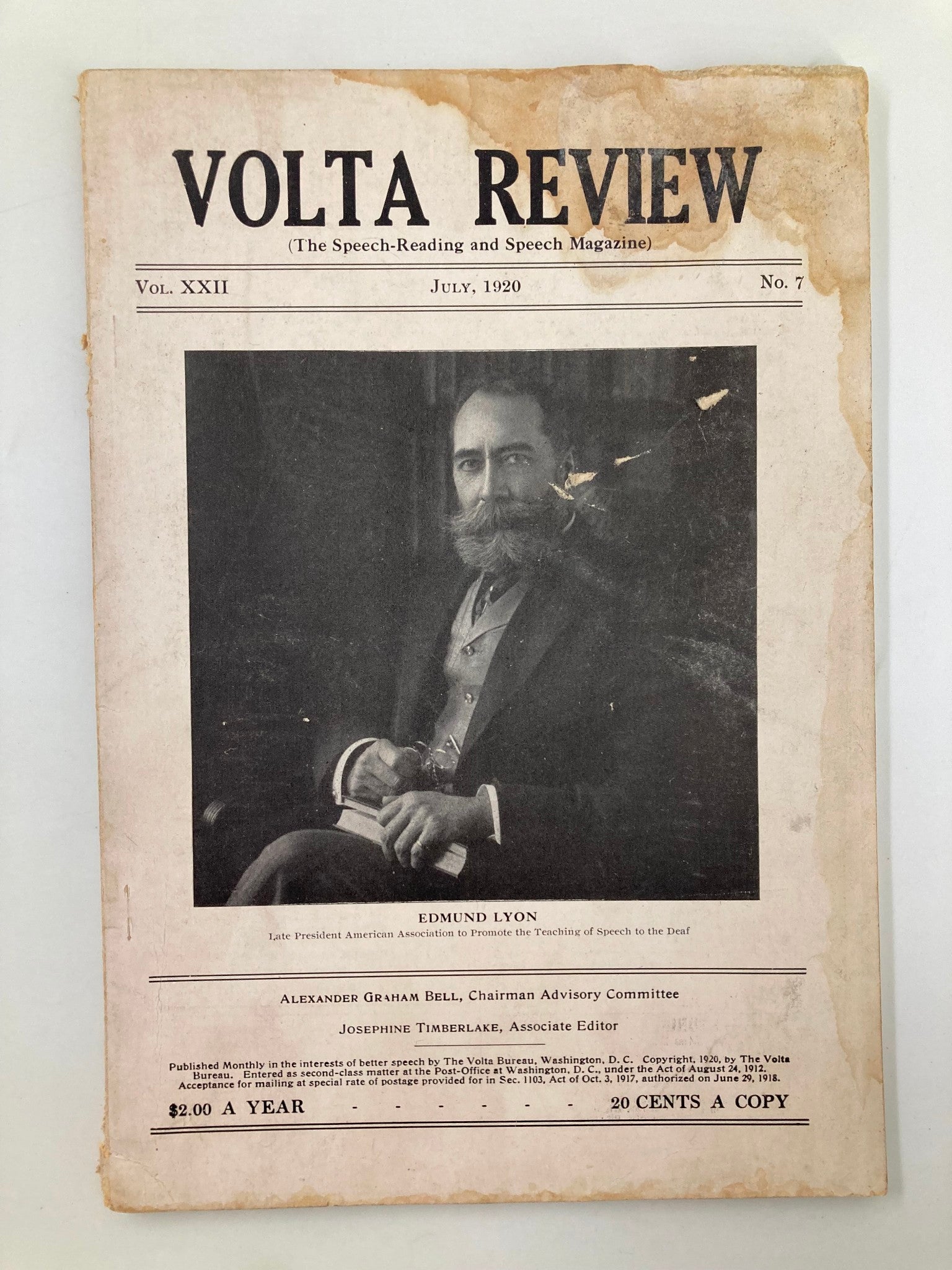 VTG Volta Review Magazine July 1920 Edmun Lyon of Speech to the Deaf No Label