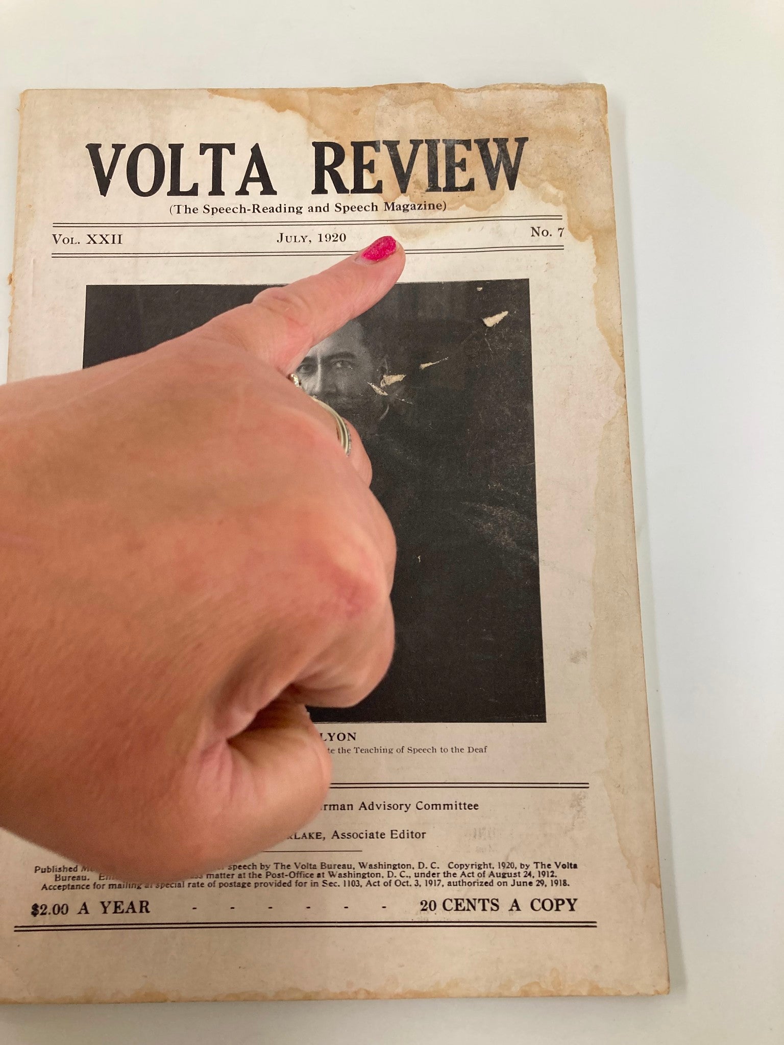 VTG Volta Review Magazine July 1920 Edmun Lyon of Speech to the Deaf No Label