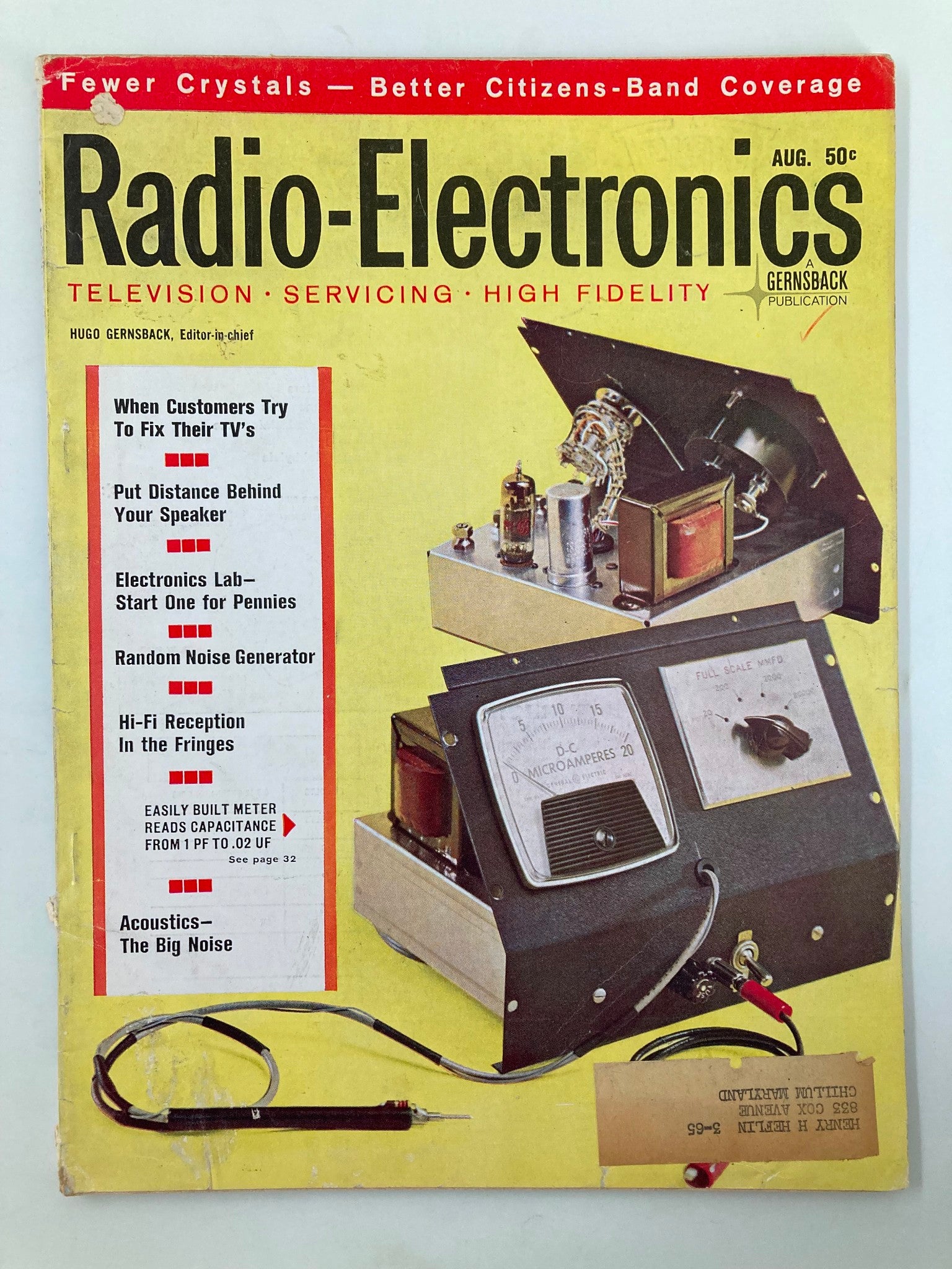 VTG Radio-Electronics Magazine August 1963 Meter Reads Capacitance 1 Pf - .02 UF