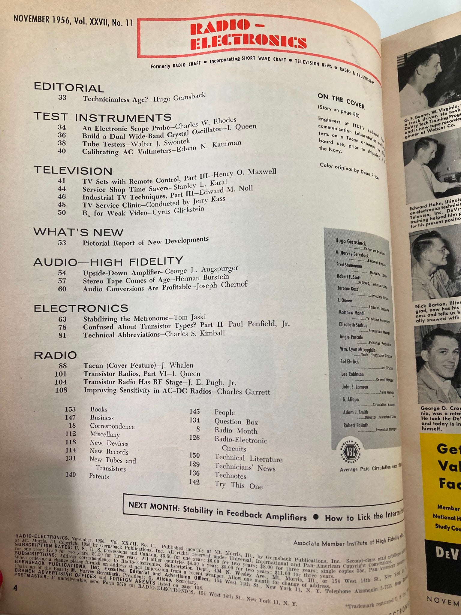 VTG Radio-Electronics Magazine November 1956 Build This Upside-Down Amplifier