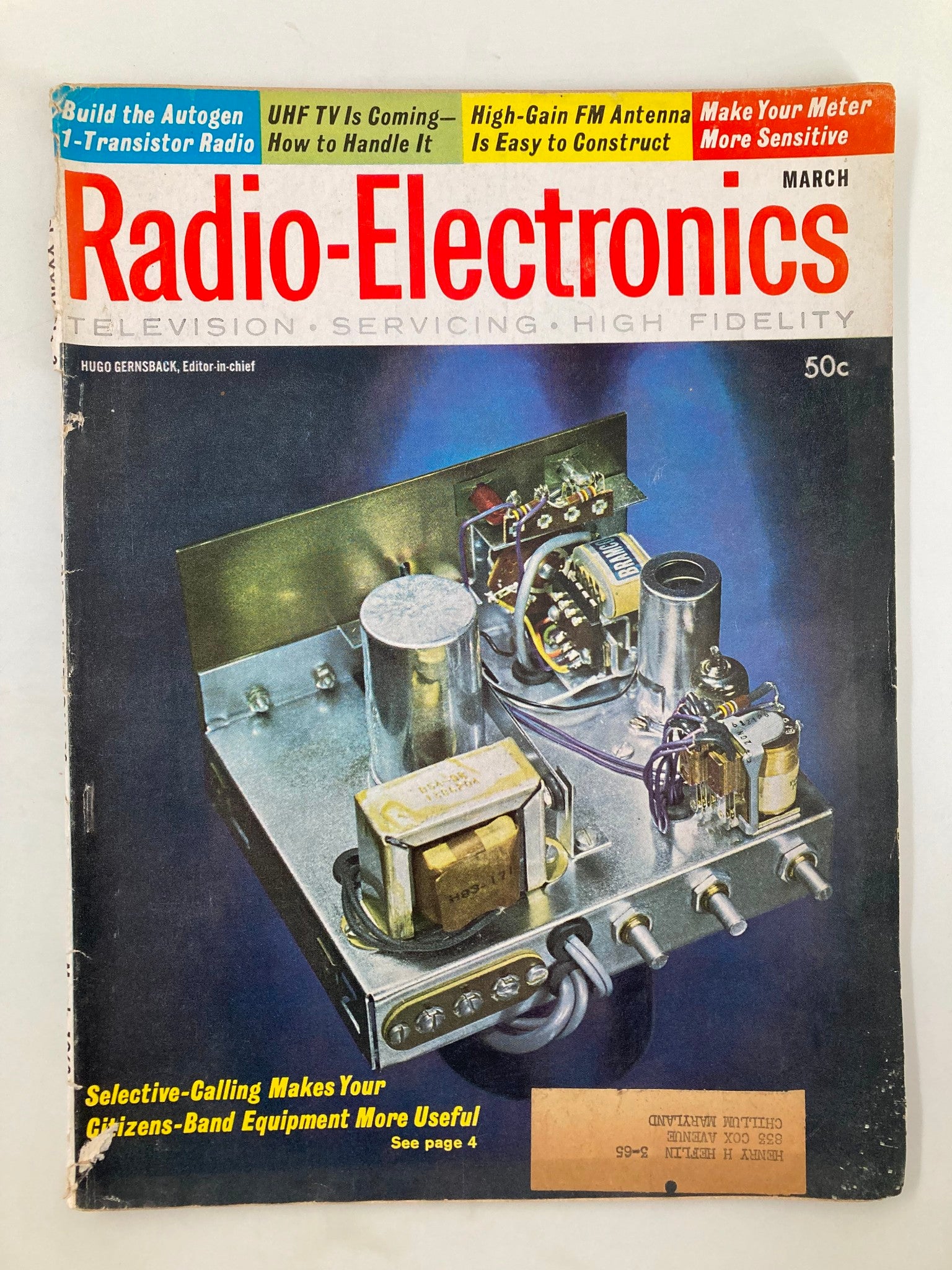 VTG Radio-Electronics Magazine March 1963 The Autogen 1-Transistor Radio