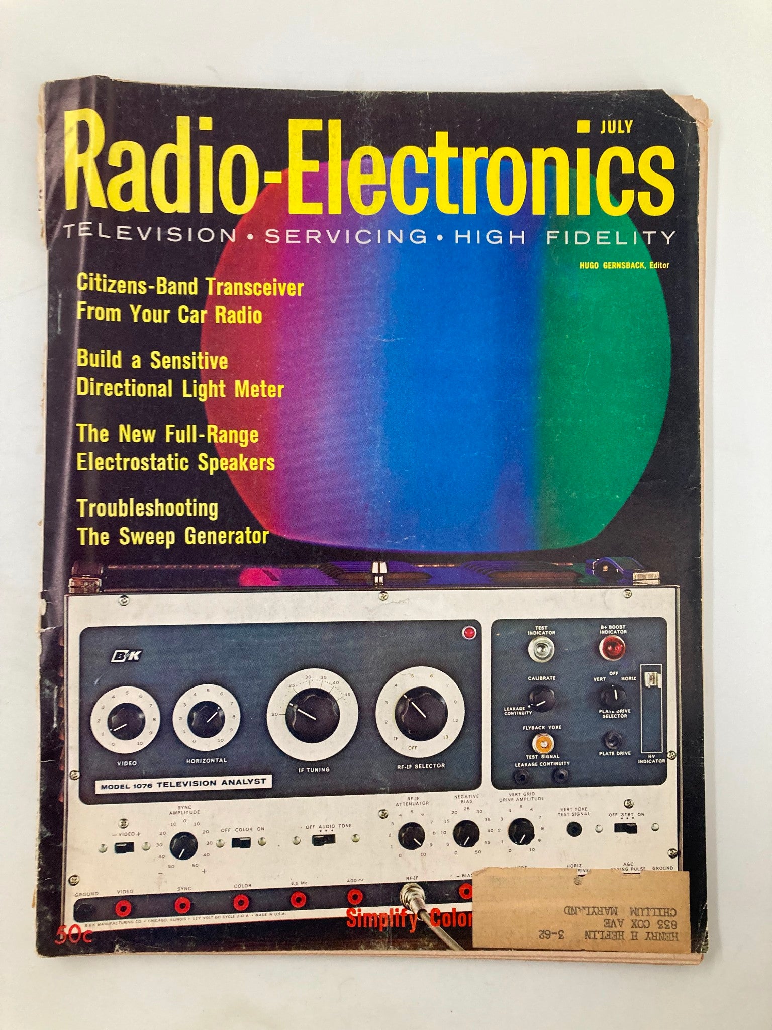 VTG Radio-Electronics Magazine July 1961 Model 1076 Television Analyst