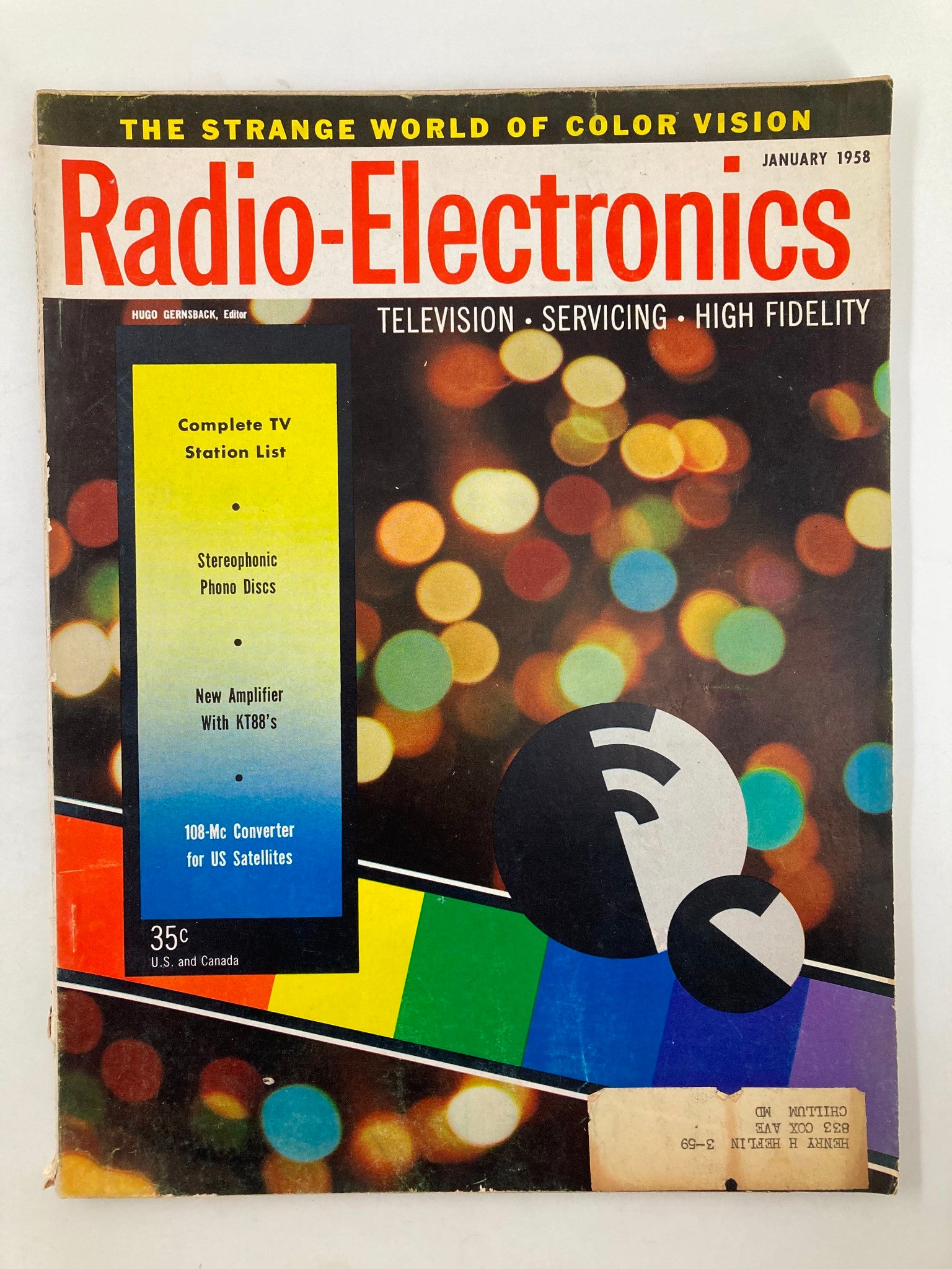 VTG Radio-Electronics Magazine January 1958 The Strange World of Color Vision