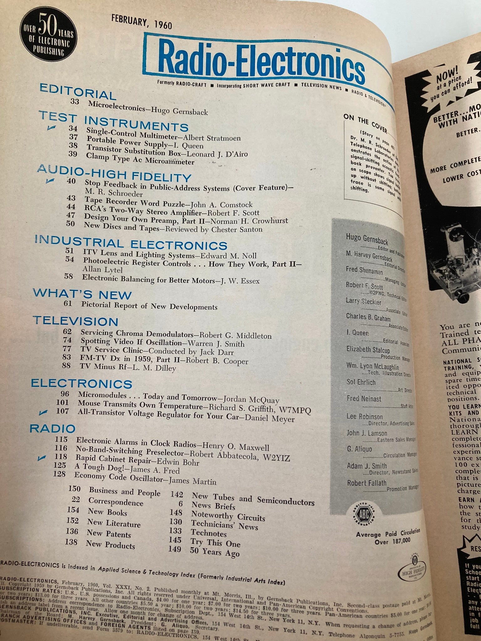 VTG Radio-Electronics Magazine February 1960 New Circuit Kills P-A Howl