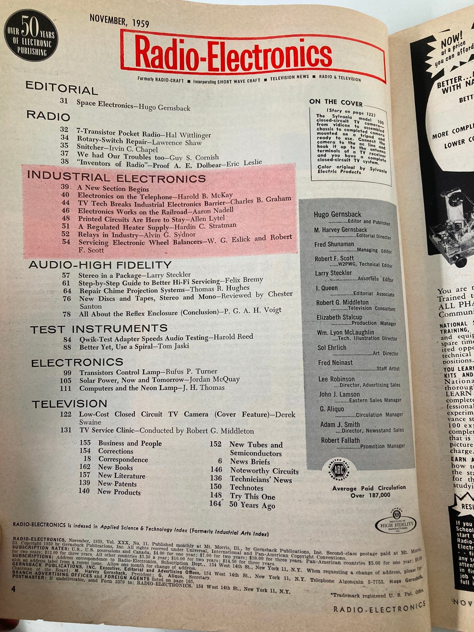 VTG Radio-Electronics Magazine November 1959 Electronic Church Chimes