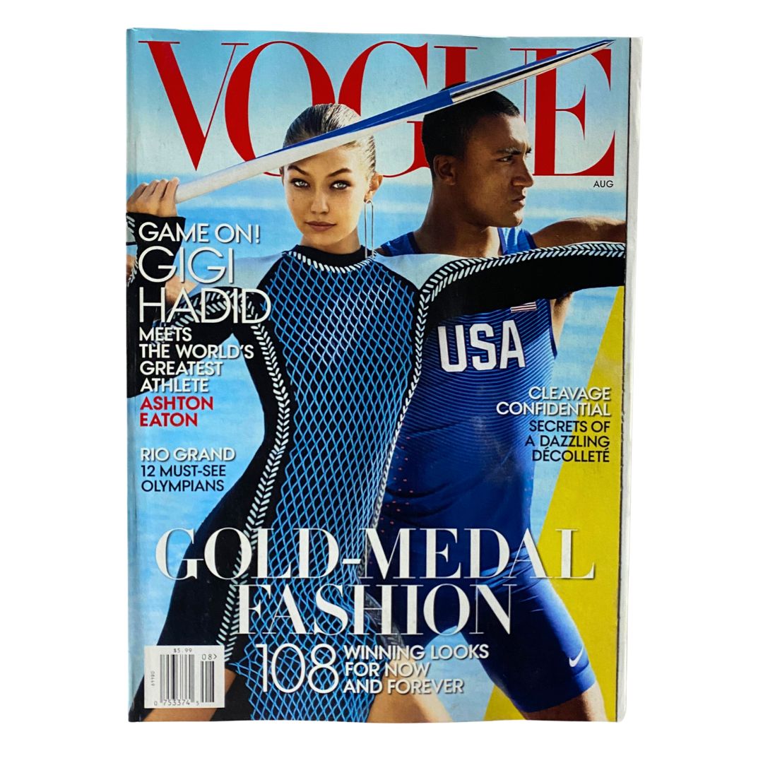 Vogue US Magazine August 2016 Gigi Hadid and Ashton Eaton Cover No Label VG