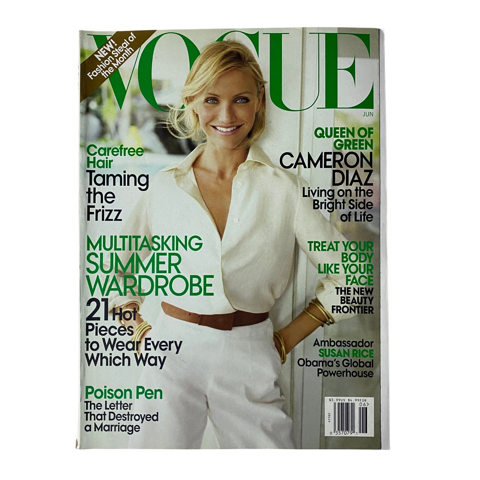 Vogue Magazine June 2009 featuring Cameron Diaz on the cover, showcasing her style with articles on eco-conscious fashion and summer wardrobe tips.