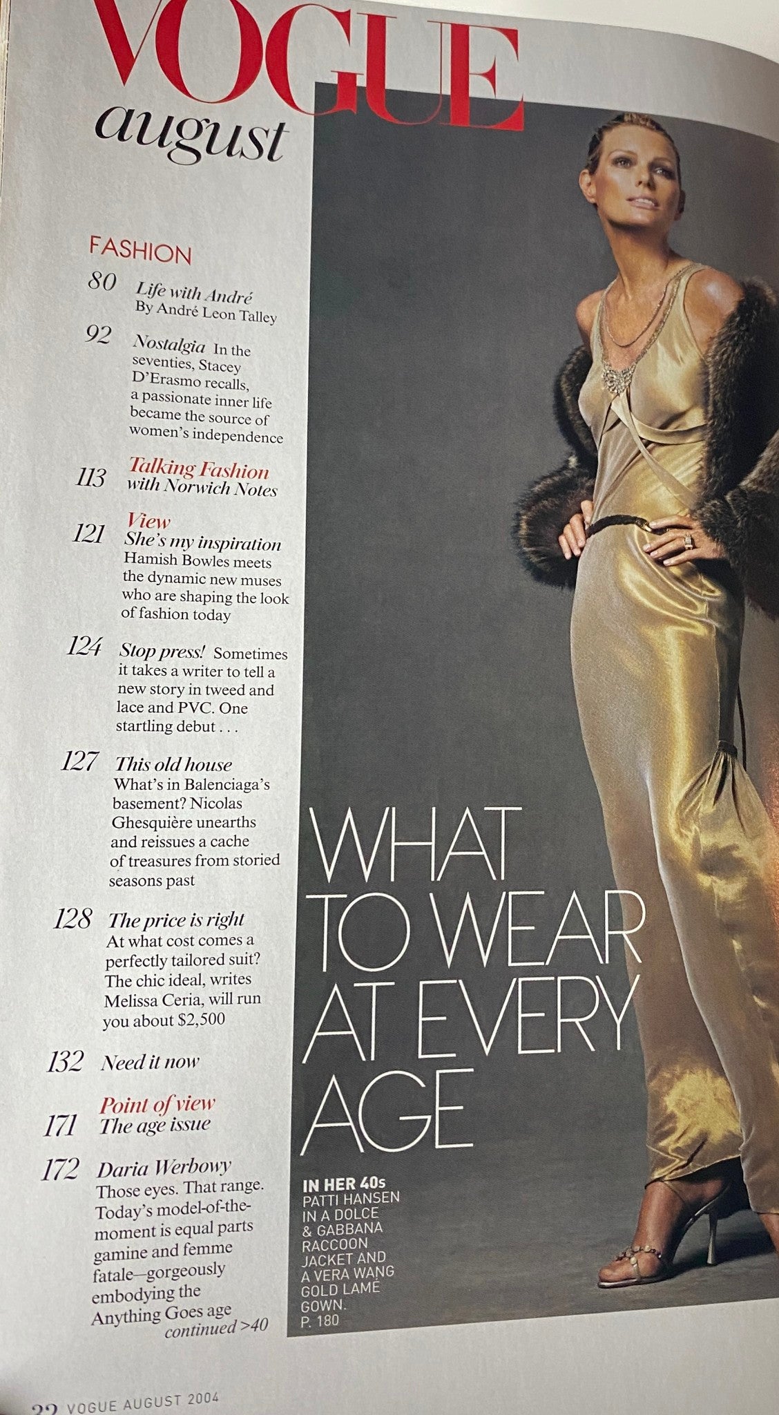 Inside Vogue Magazine August 2004, featuring an article on fashion choices for women at every age, alongside the main cover story of the Presley women.