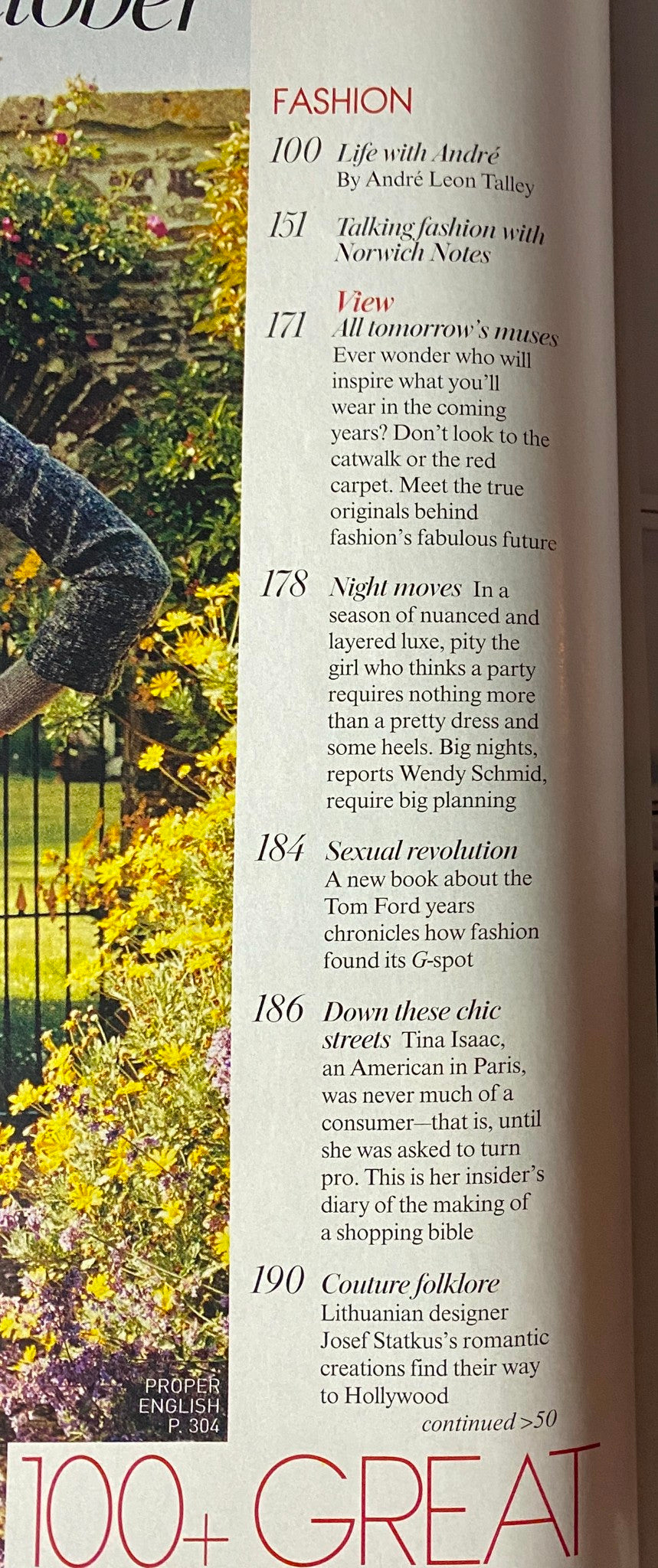 Fashion features from Vogue Magazine October 2004 Charlize Theron Cover No Label VG, including highlights like 'Life with André' and 'Night moves'.