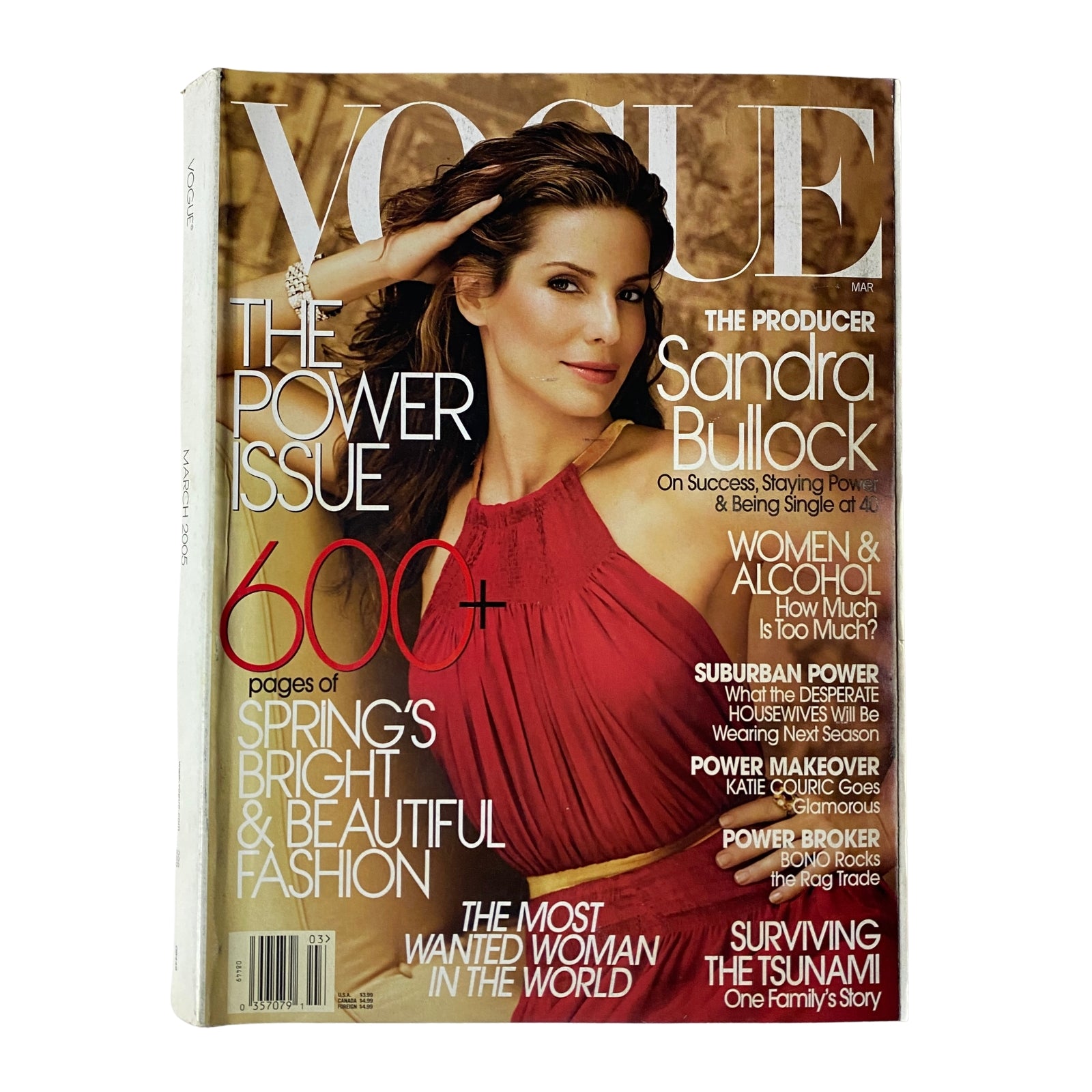 Vogue Magazine March 2005 featuring Sandra Bullock on the cover, highlighting spring's latest fashion trends in very good condition.