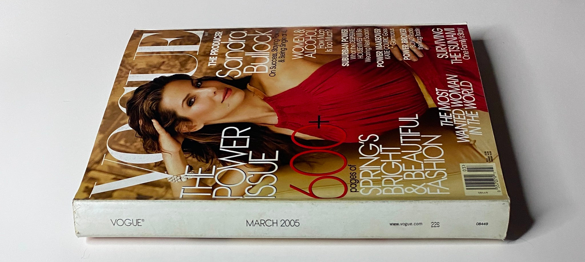 Vogue Magazine March 2005, showcasing Sandra Bullock on the front cover, focusing on the power issue with insights into beauty and fashion.