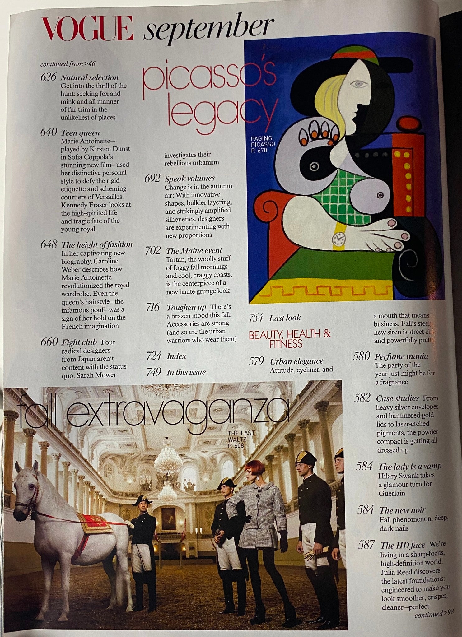 Interior page of Vogue Magazine September 2006 featuring an artistic illustration and a photo corresponding to the fashion and culture theme.
