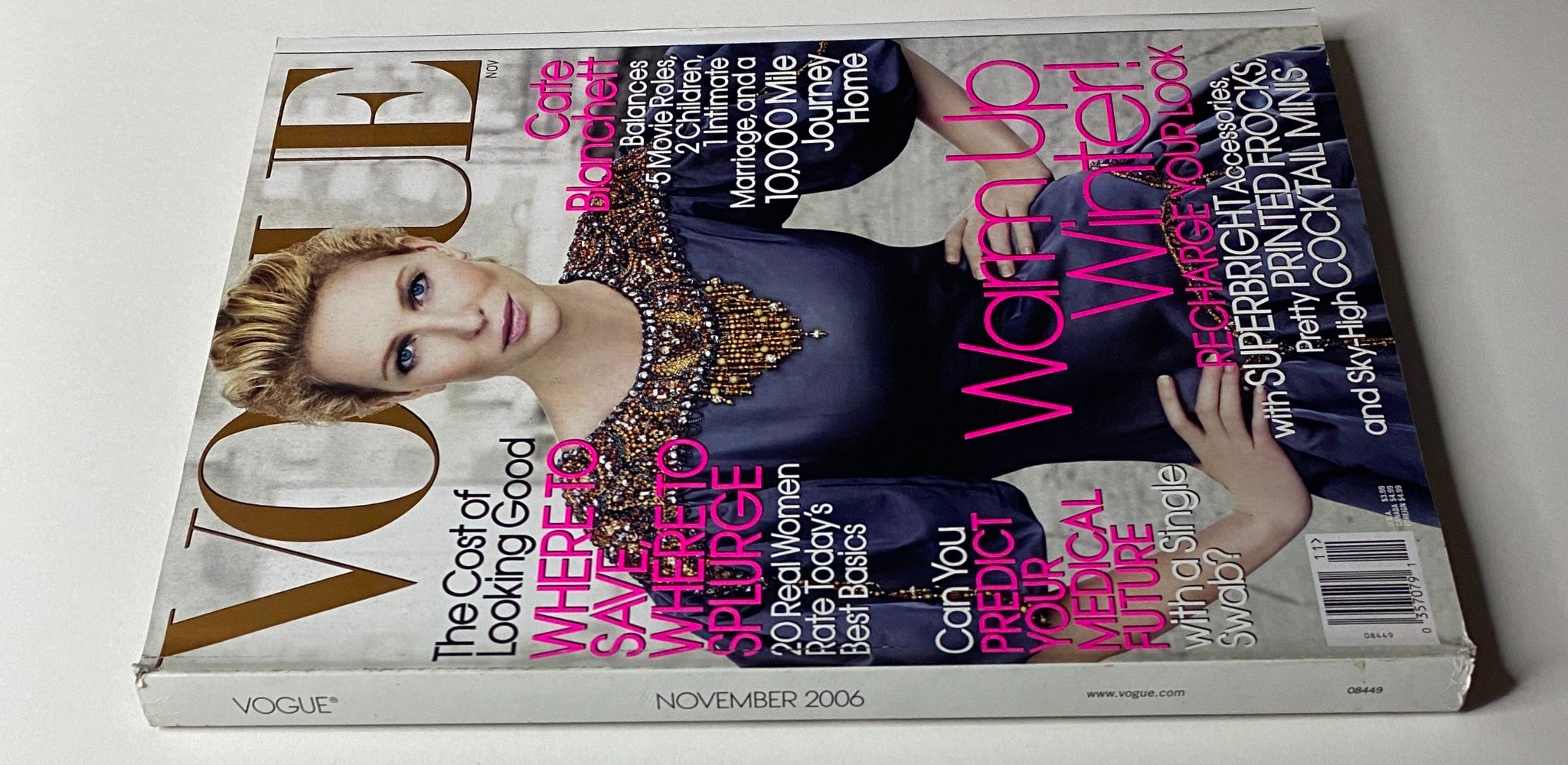 Side view of Vogue Magazine November 2006 with Cate Blanchett on the cover, focusing on fashion tips and cultural reflections typical of the iconic publication.