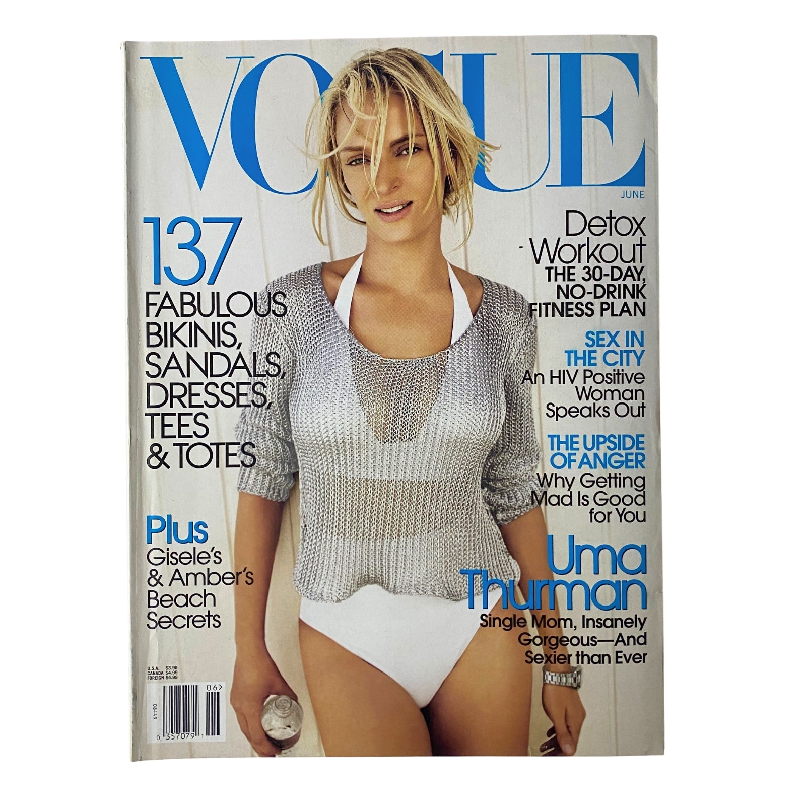 Vogue Magazine June 2006 featuring Uma Thurman on the cover, showcasing summer fashion with glamorous style, very good condition, no label.