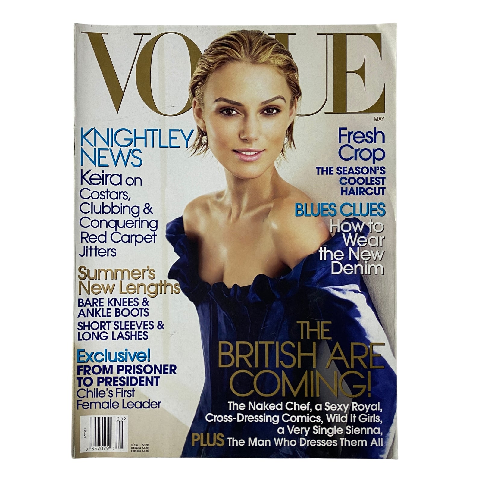 Vogue Magazine May 2006 featuring Keira Knightley on the cover, showcasing her beauty with a captivating editorial focus on fashion, style, and British elegance.