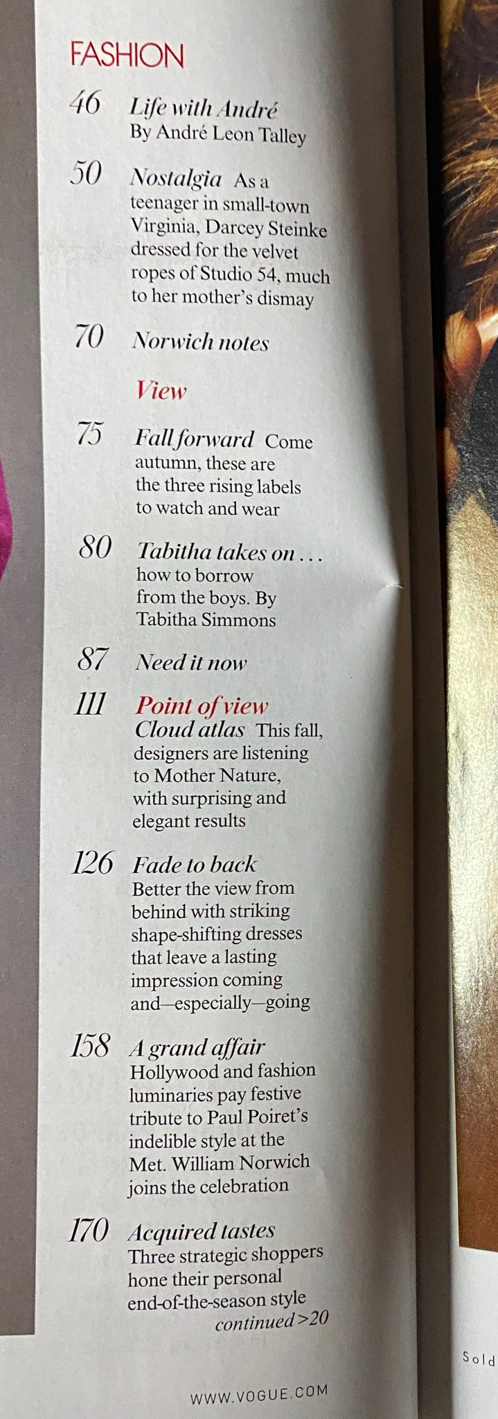 Interior page of Vogue Magazine July 2007 highlighting fashion editorial by André Leon Talley, focusing on Natalia Vodianova.
