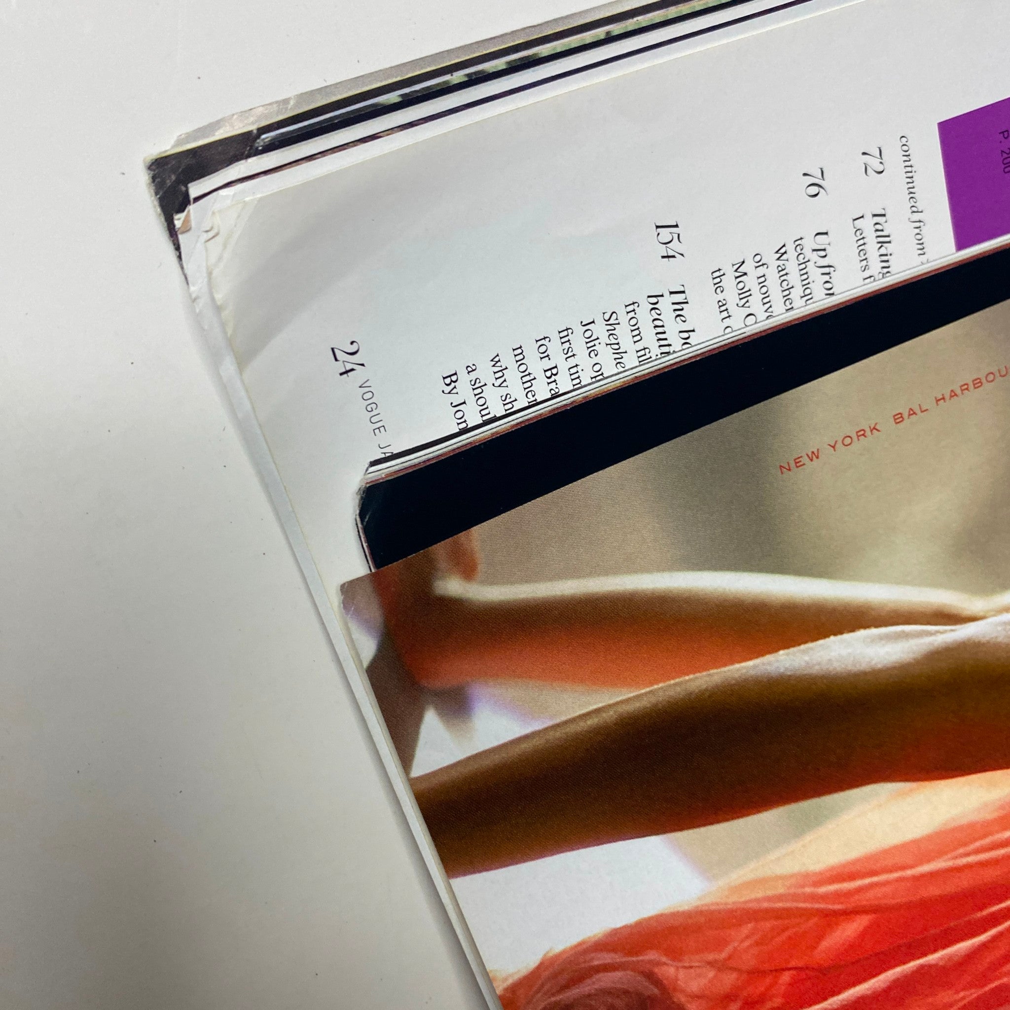 Vogue Magazine January 2007 close-up of the magazine's spine and cover, illustrating signs of gentle wear while remaining in good condition.