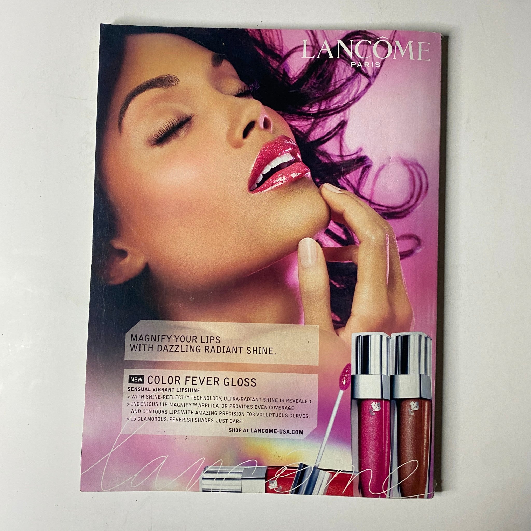 Vogue Magazine January 2007 featuring an advertisement for Lancôme, promoting Color Fever Gloss lipstick with vibrant shades.