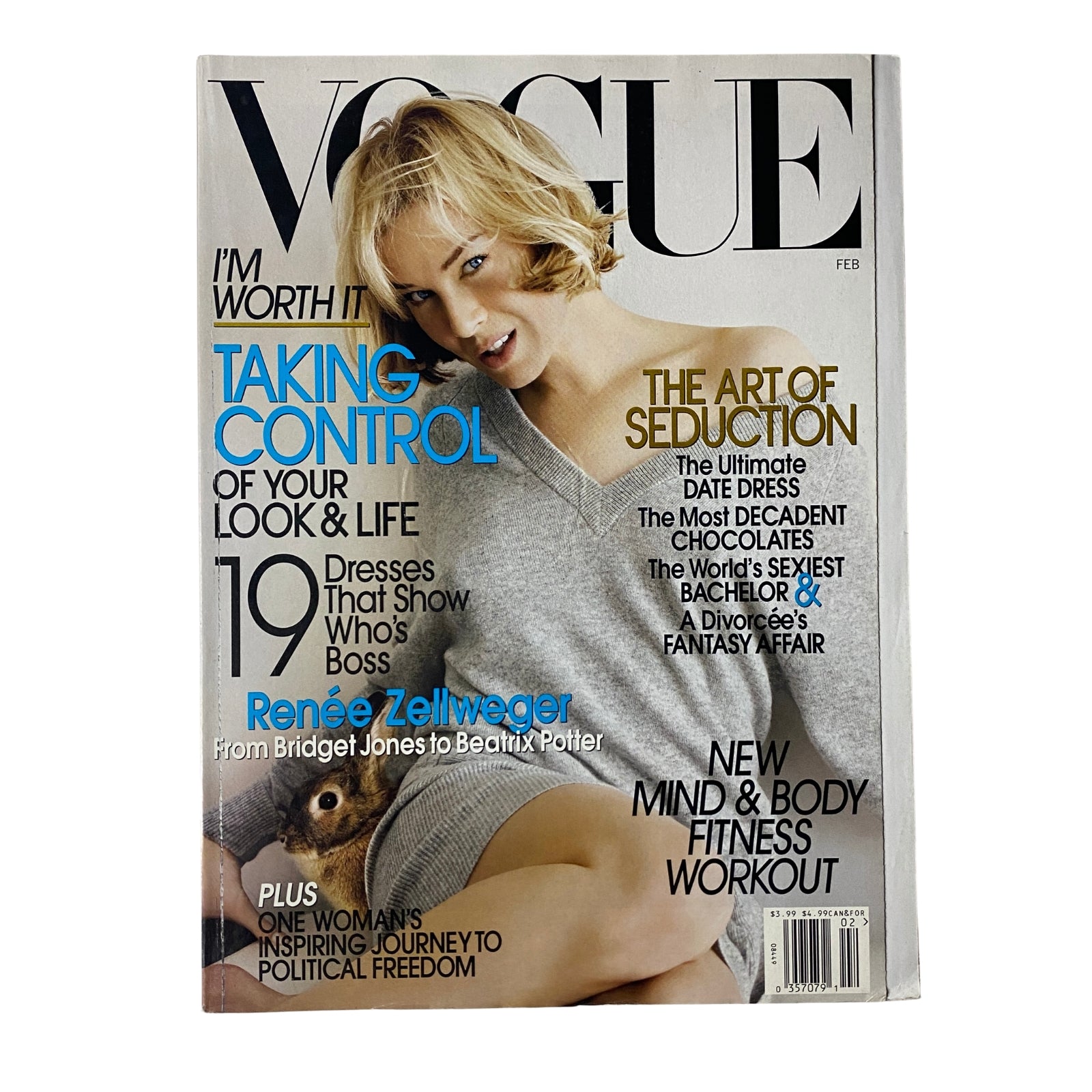 Cover of Vogue Magazine February 2007 featuring Renée Zellweger, highlighting her role in Miss Potter and focusing on fashion, lifestyle, and beauty innovations.