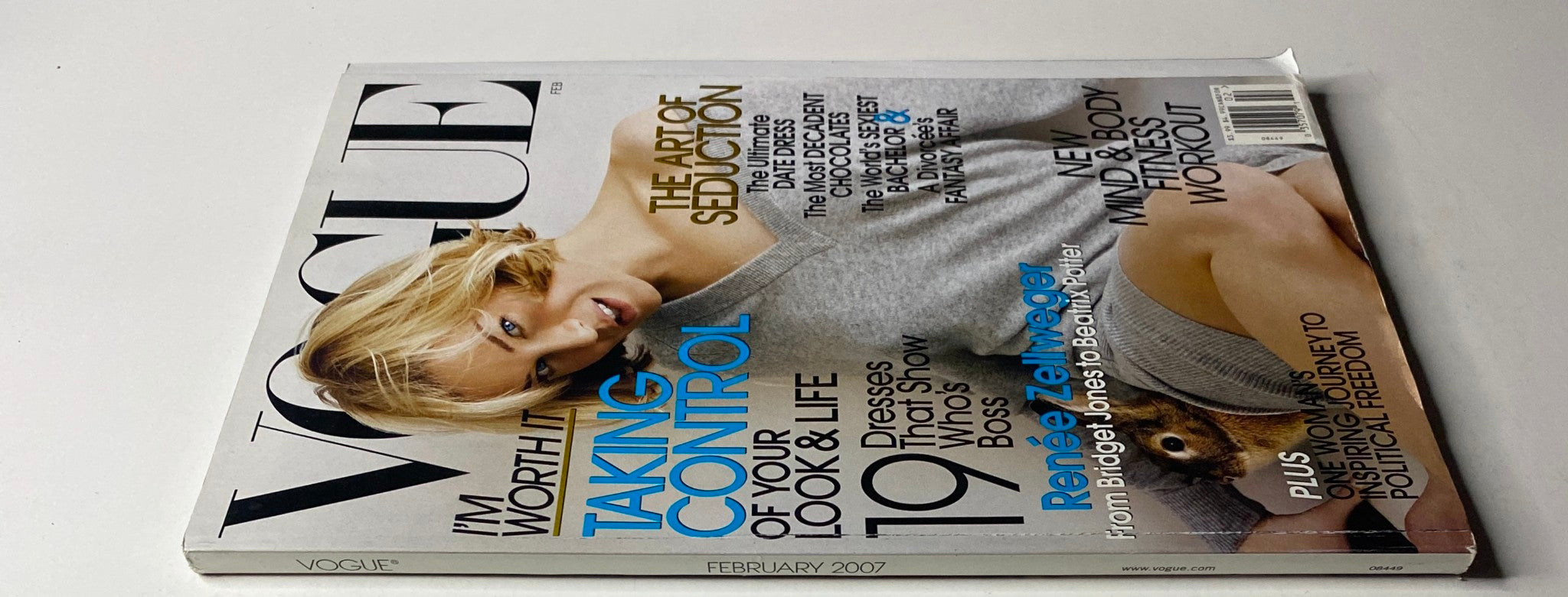 Vogue Magazine February 2007 cover detail with Renée Zellweger, featuring the headline 'Taking Control of Your Look & Life' showcasing fashion and beauty insights.