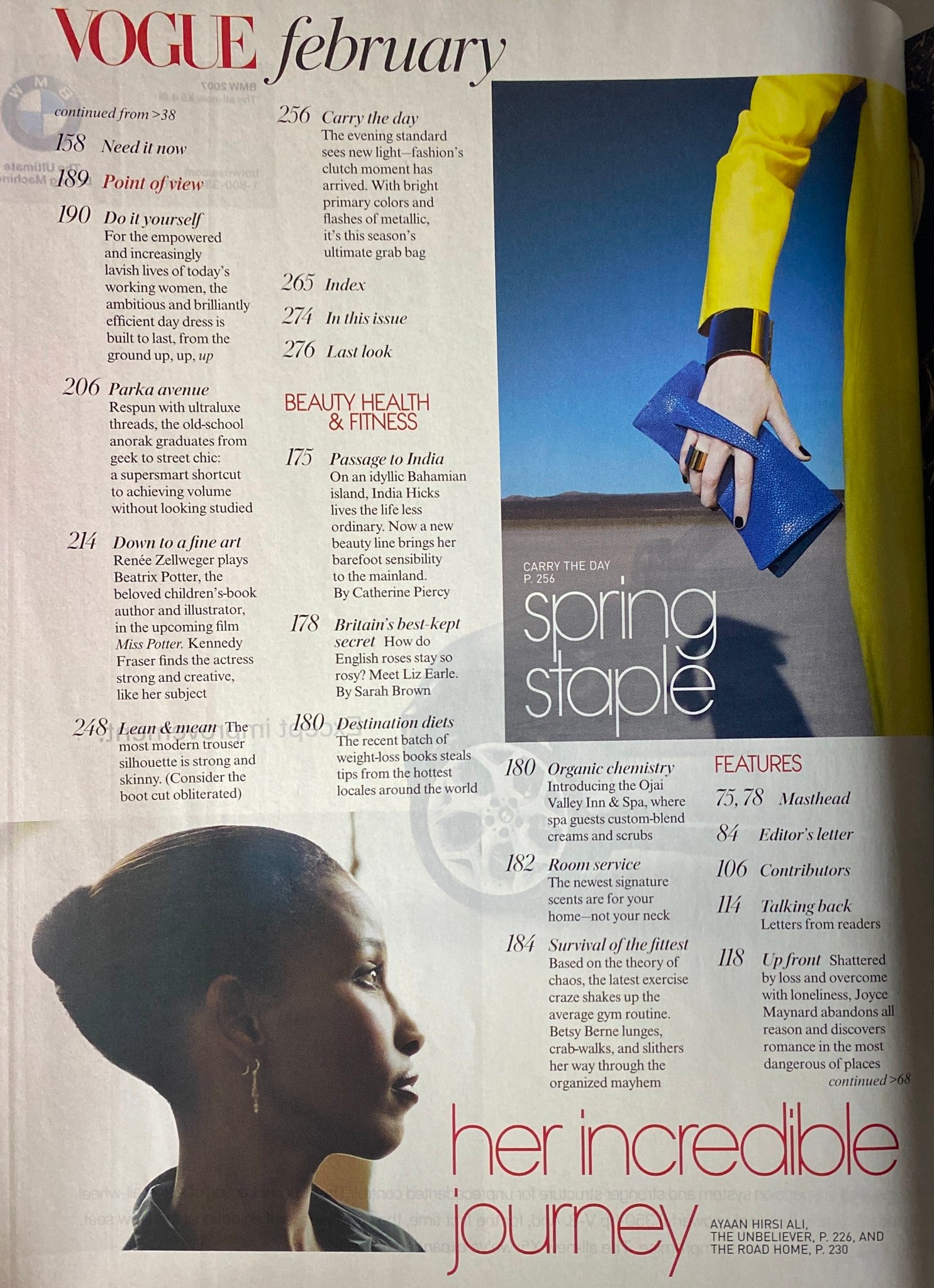 Vogue Magazine February 2007 interior page showcasing 'Carry the Day' discussing fashion trends with a focus on accessories for the season.