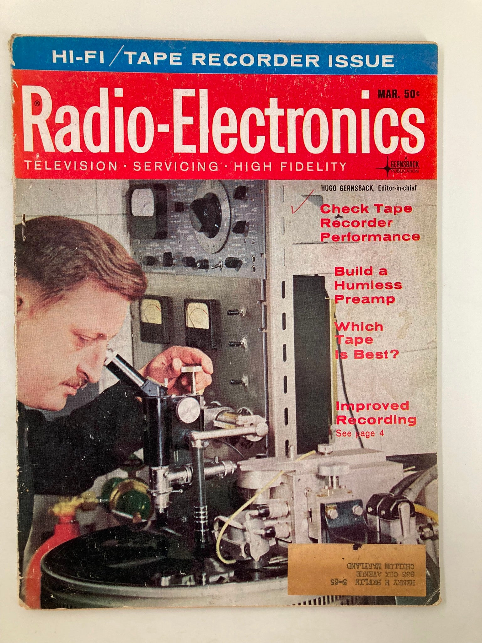 VTG Radio-Electronics Magazine March 1964 Build A Humless Preamplifier