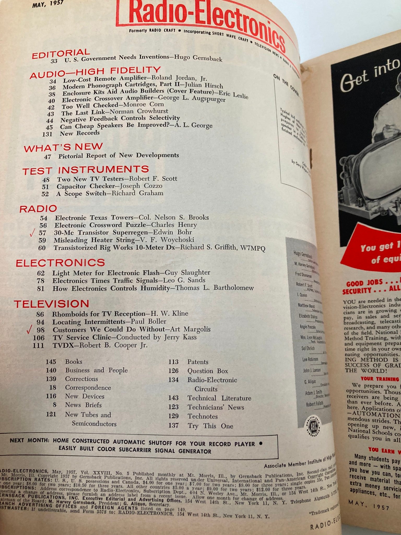 VTG Radio-Electronics Magazine May 1957 Prefinished Kits Aid Audio Builders