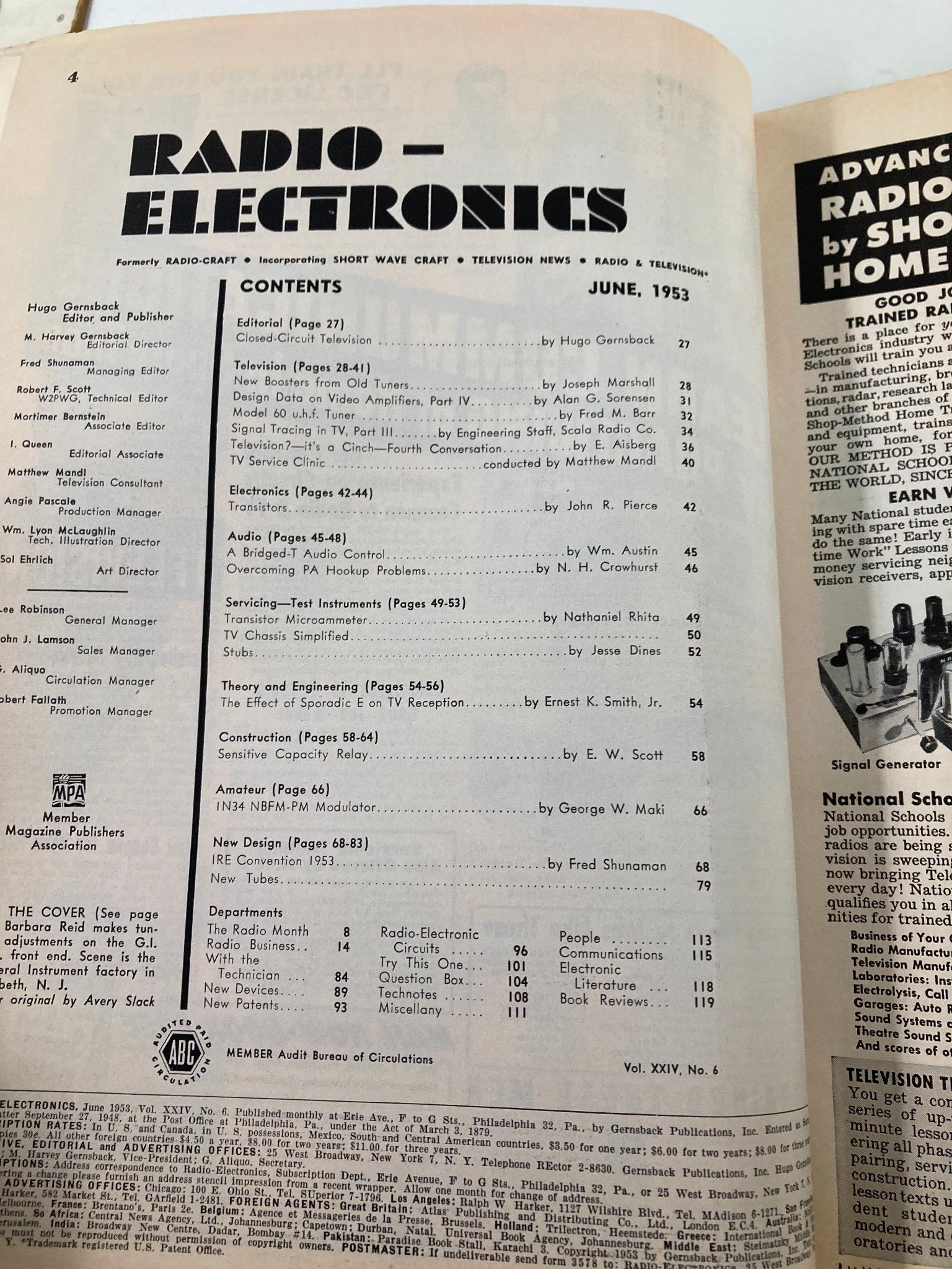 VTG Radio-Electronics Magazine June 1953 Tuning Calibration on New U.H.F. Tuner