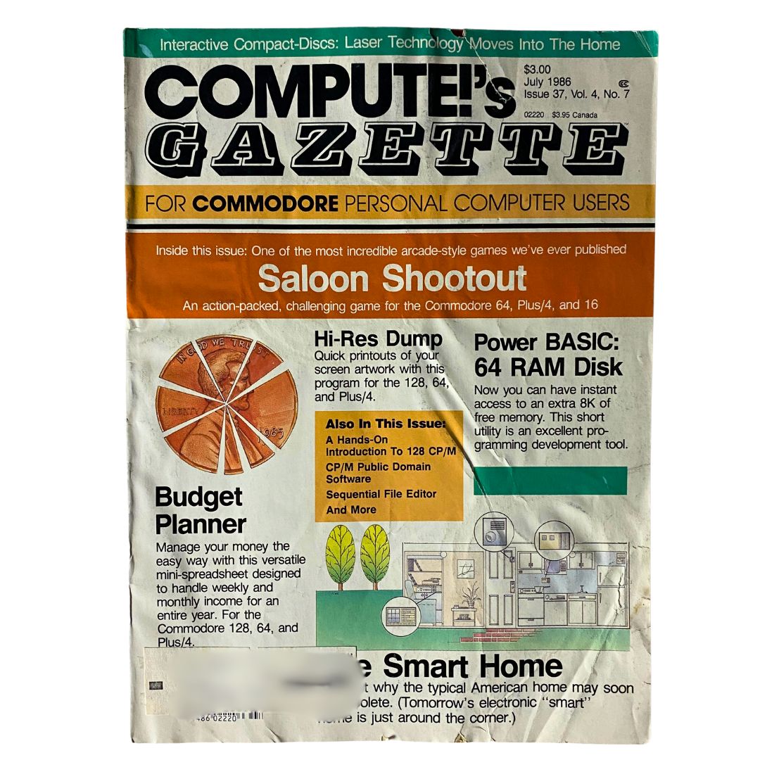 Compute's Gazette Magazine July 1986 Power Basic 64 Ram Disk