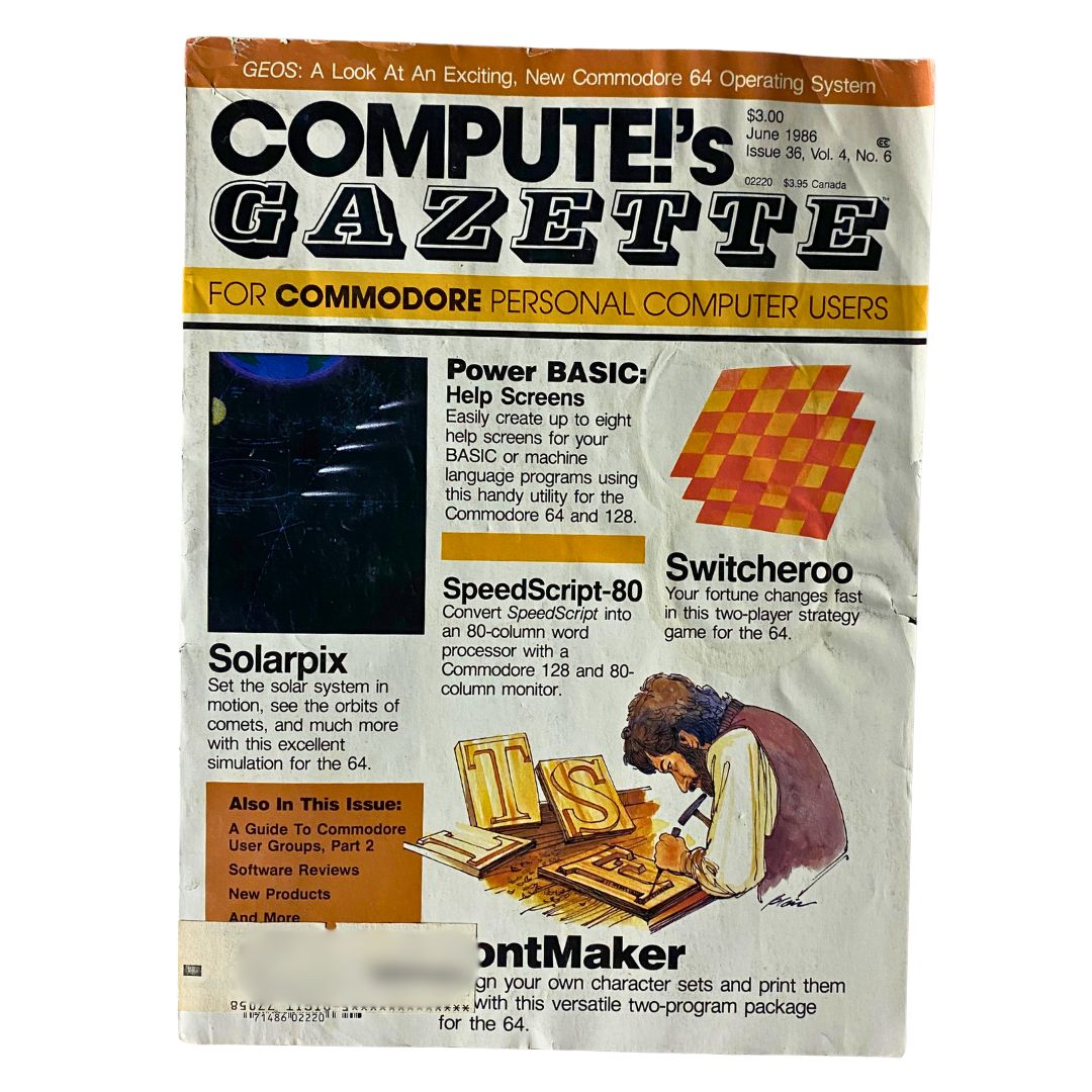 Compute's Gazette Magazine June 1986 Speed Script - 80 & Switcheroo