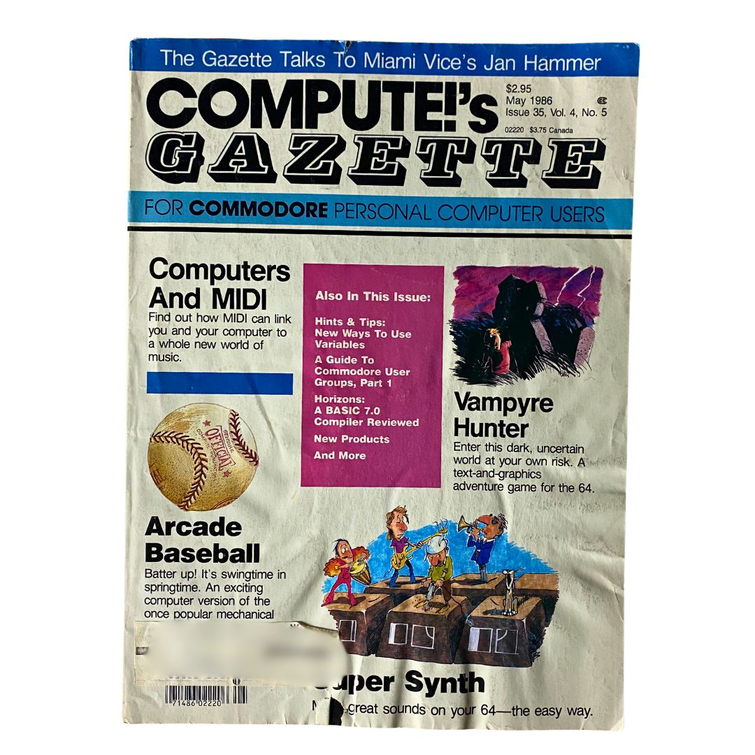 Compute's Gazette Magazine May 1986 Computers and MIDI & Vampyre Hunter