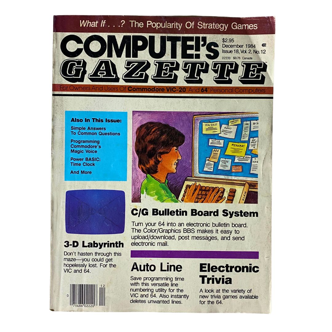 Compute's Gazette Magazine December 1984 Power Basic Time Clock No Label