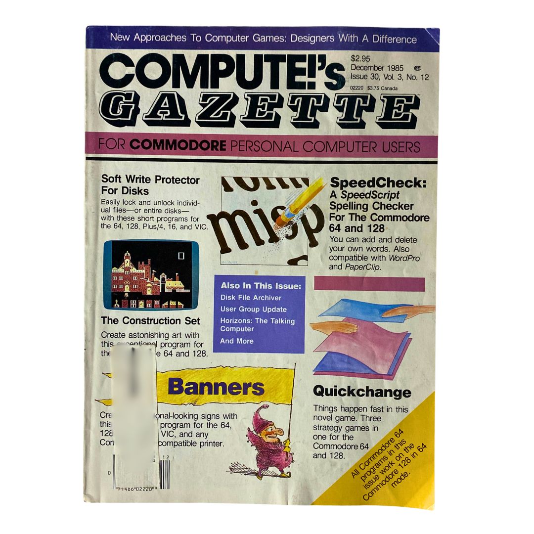 Compute's Gazette Magazine December 1985 Soft Write Protector for Disks