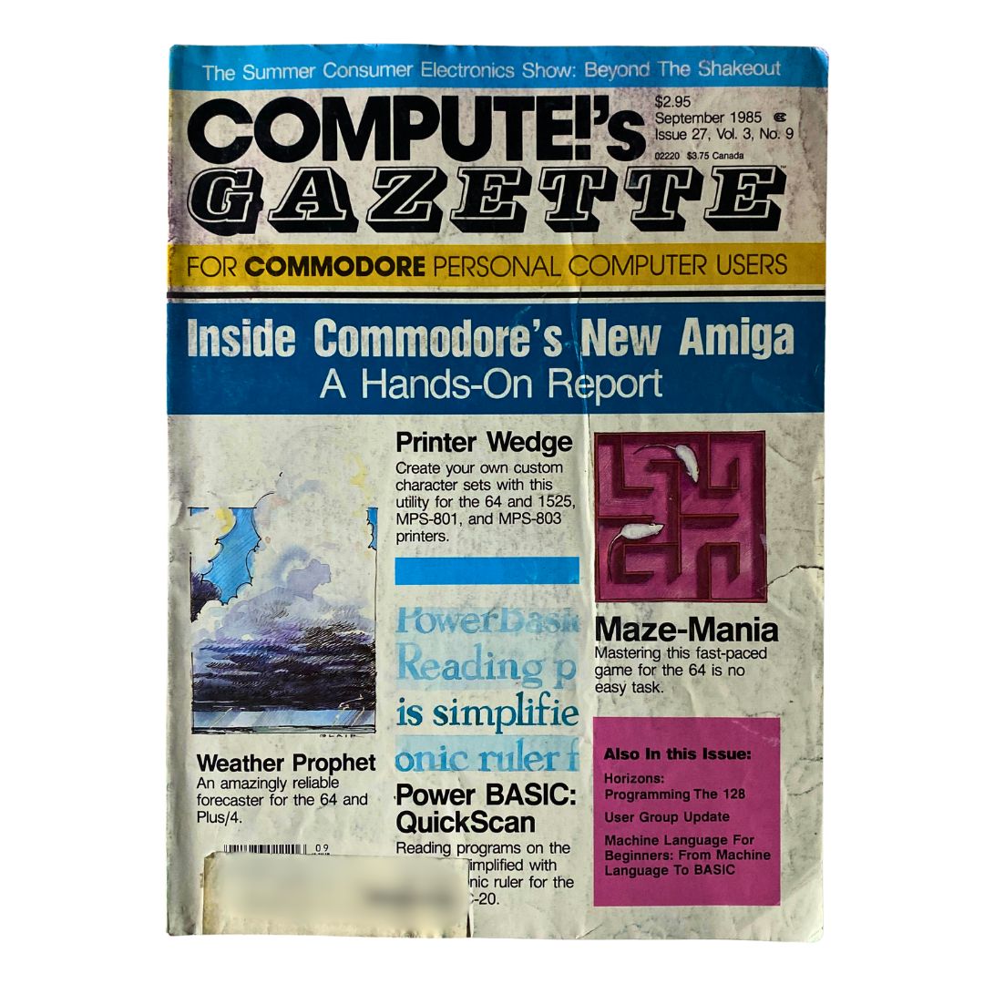 Compute's Gazette Magazine September 1985 Inside Commodore's New Amiga